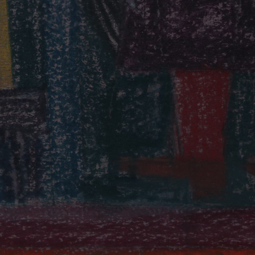 Eddie Arning Naive Cray-Pas Oil Pastel Drawing