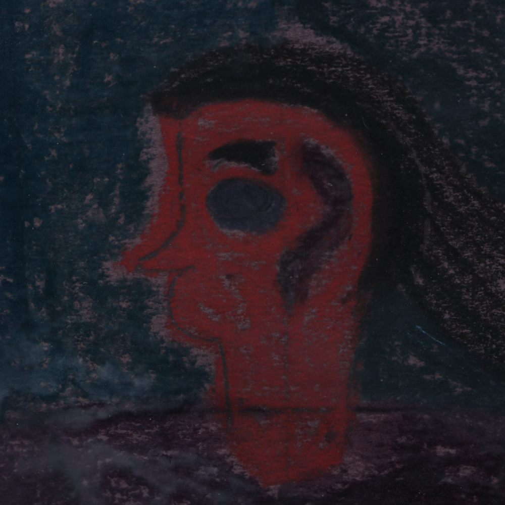 Eddie Arning Naive Cray-Pas Oil Pastel Drawing