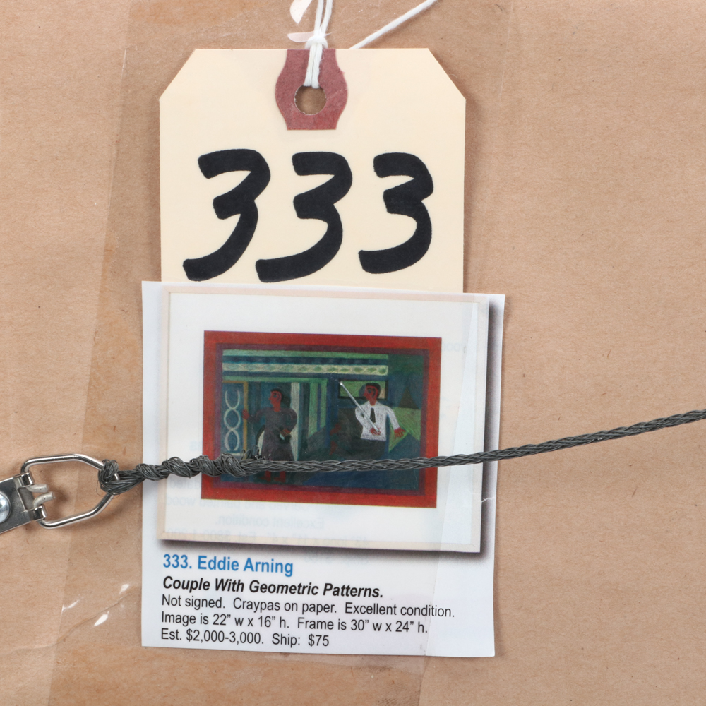 Eddie Arning Naive Cray-Pas Oil Pastel Drawing