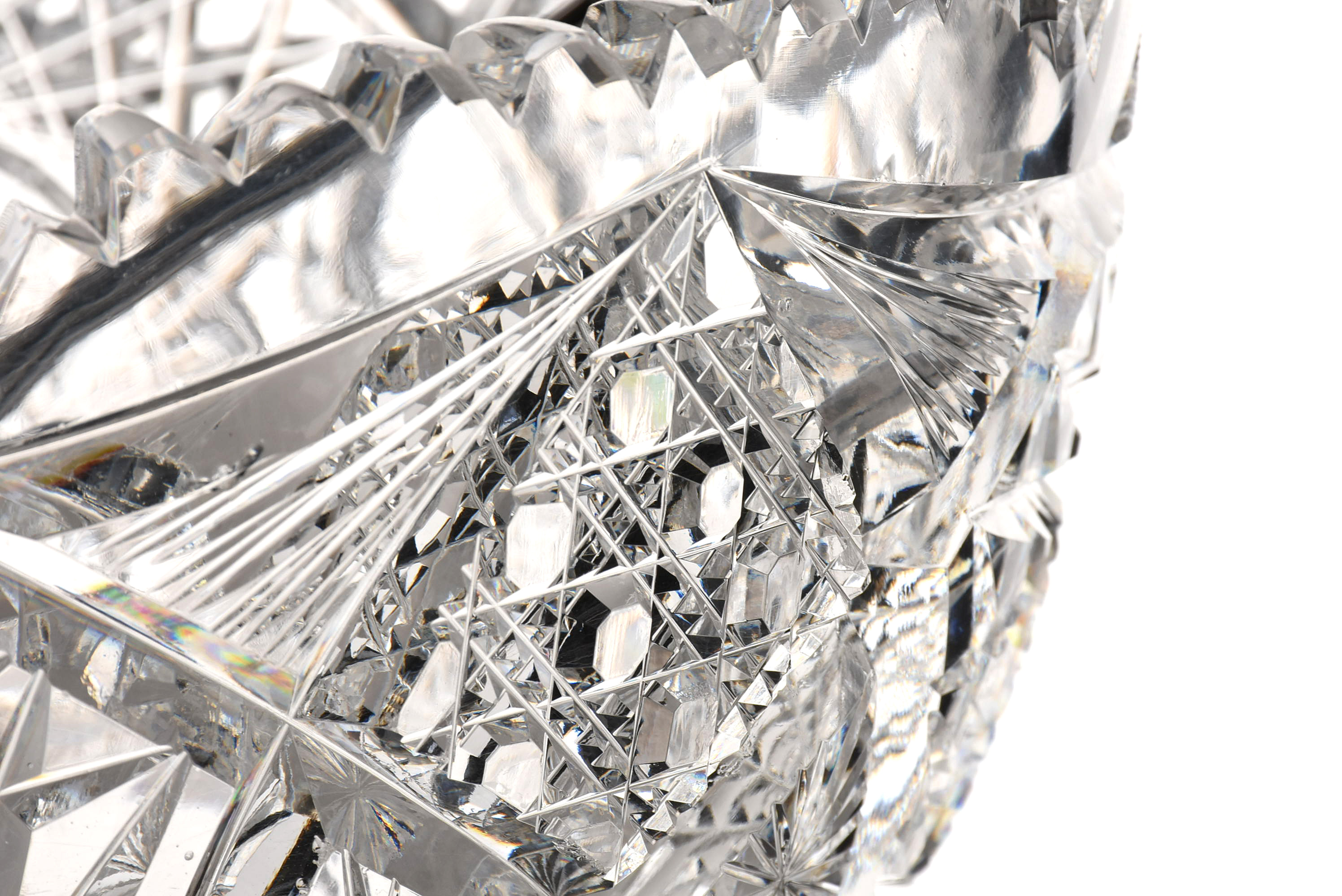 American Brilliant Period Cut Crystal Punch Bowl, Stand and Pairpoint Ladle