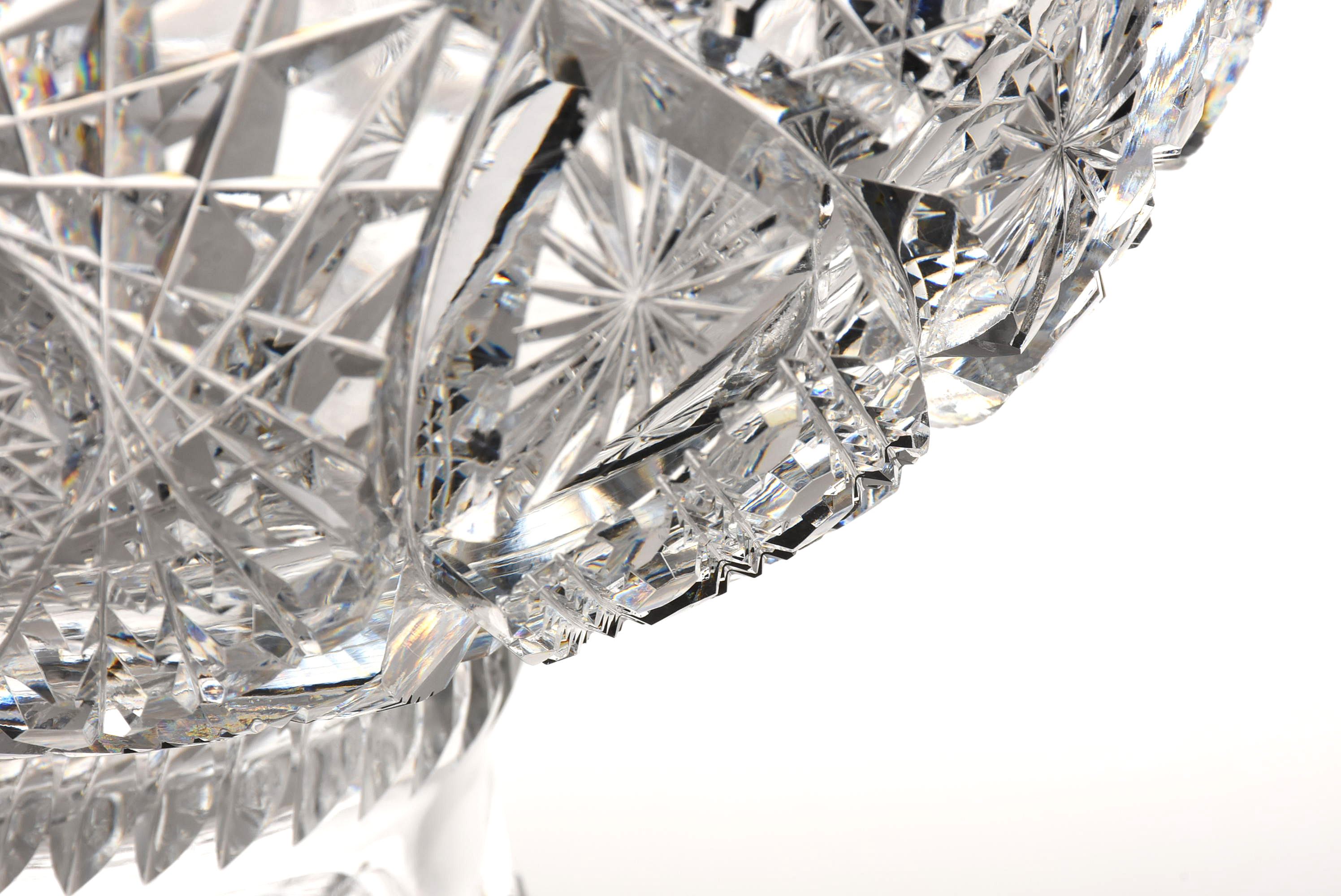 American Brilliant Period Cut Crystal Punch Bowl, Stand and Pairpoint Ladle