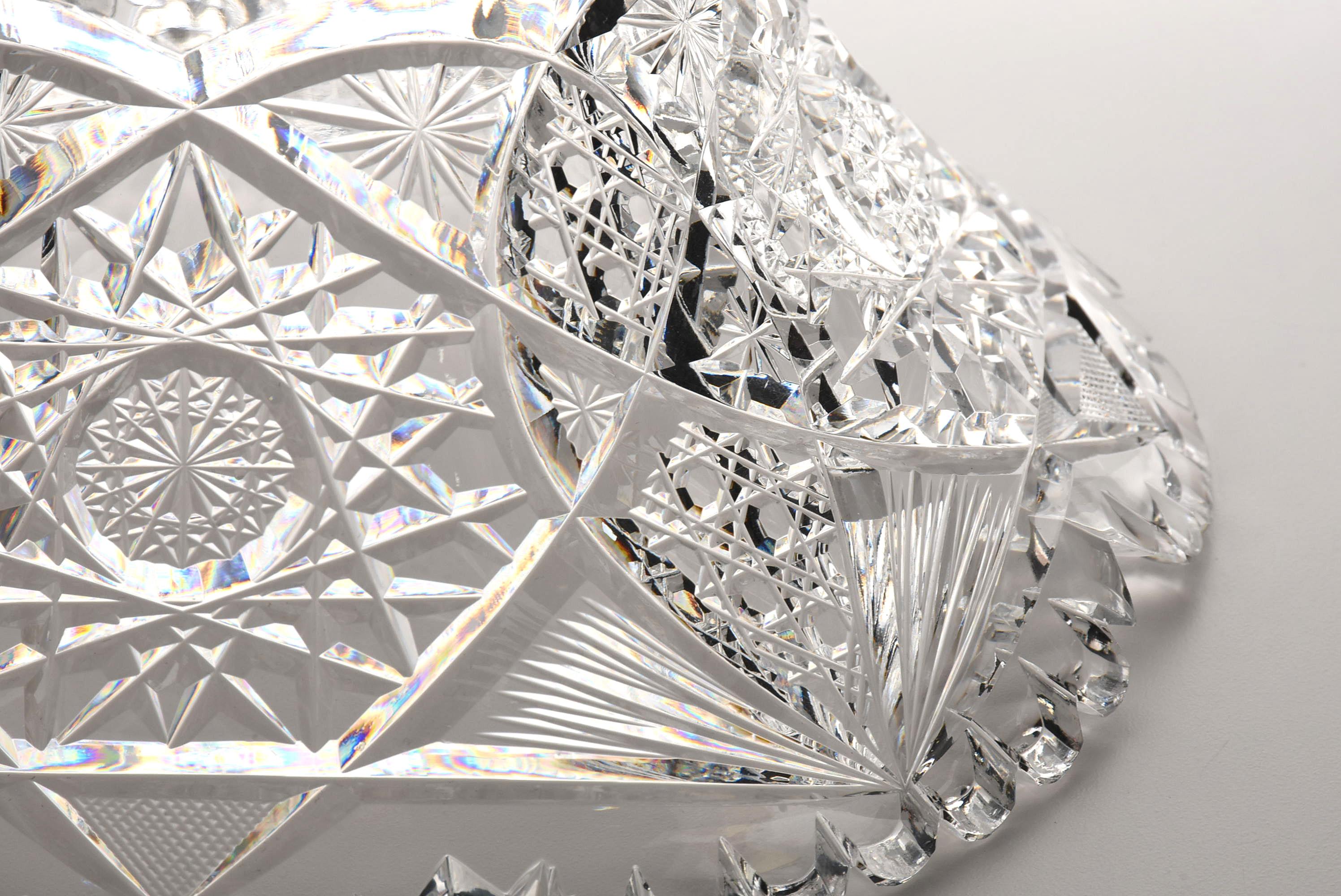 American Brilliant Period Cut Crystal Punch Bowl, Stand and Pairpoint Ladle