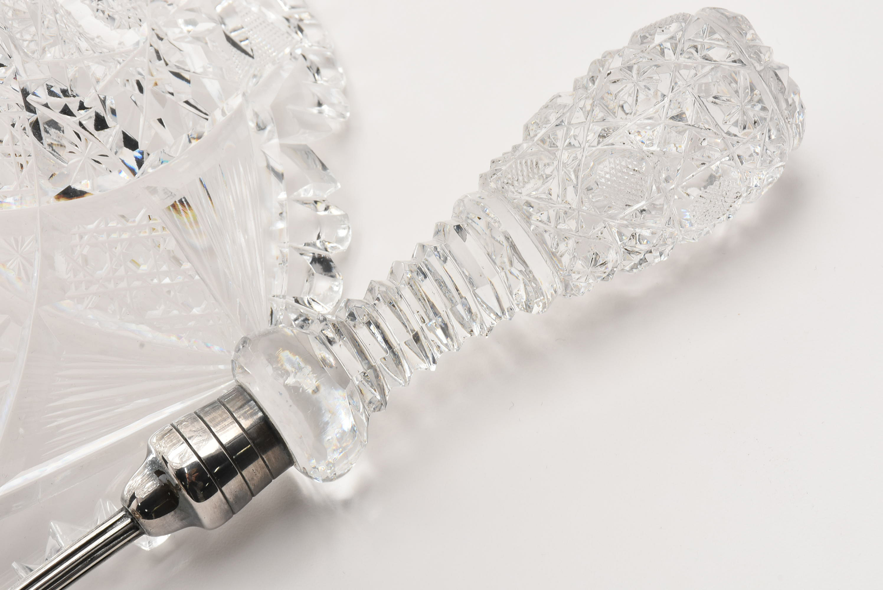 American Brilliant Period Cut Crystal Punch Bowl, Stand and Pairpoint Ladle