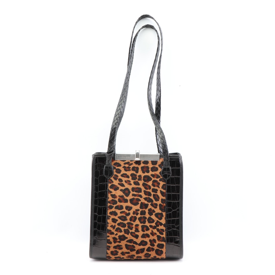 Brighton Betty Loop Embossed Leather and Dyed Calf Hair Shoulder Bag