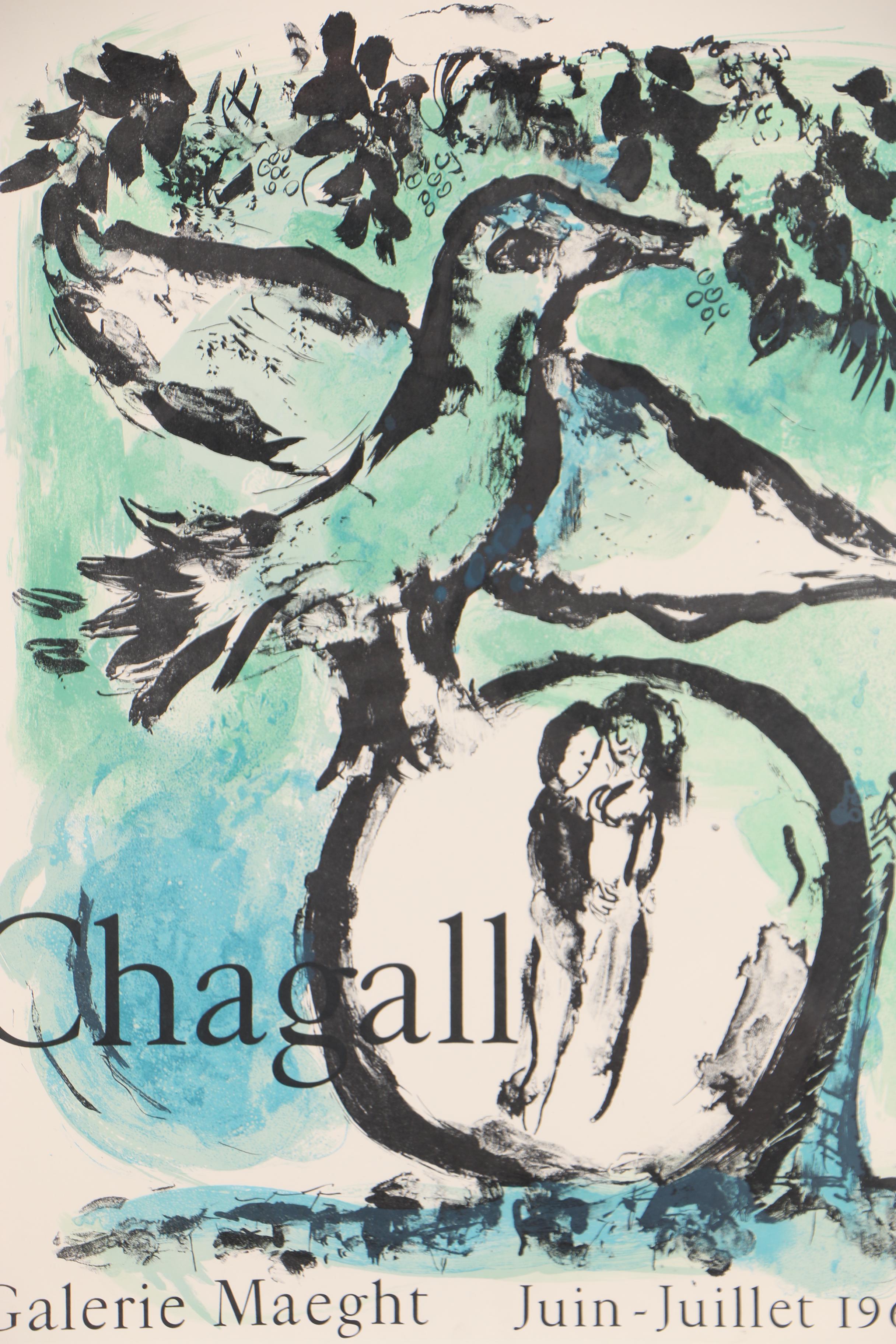 Marc Chagall Lithograph Poster for Galerie Maeght "L'Oiseau Vert"