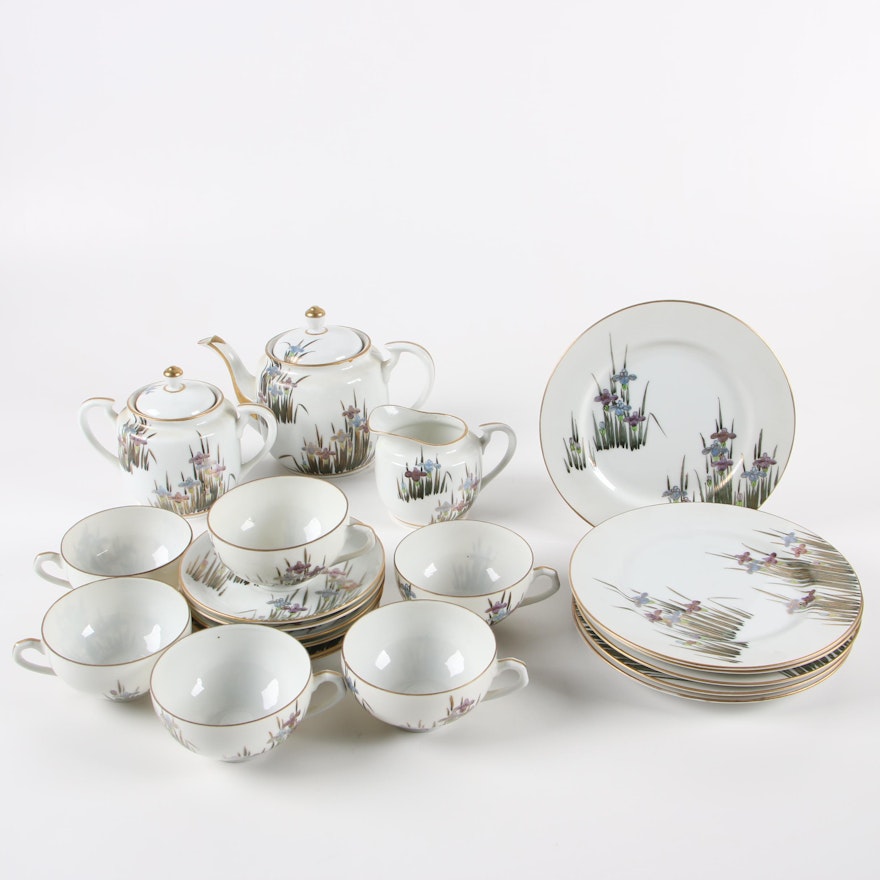 Asian Porcelain Tea Service with Lithophane Teacups