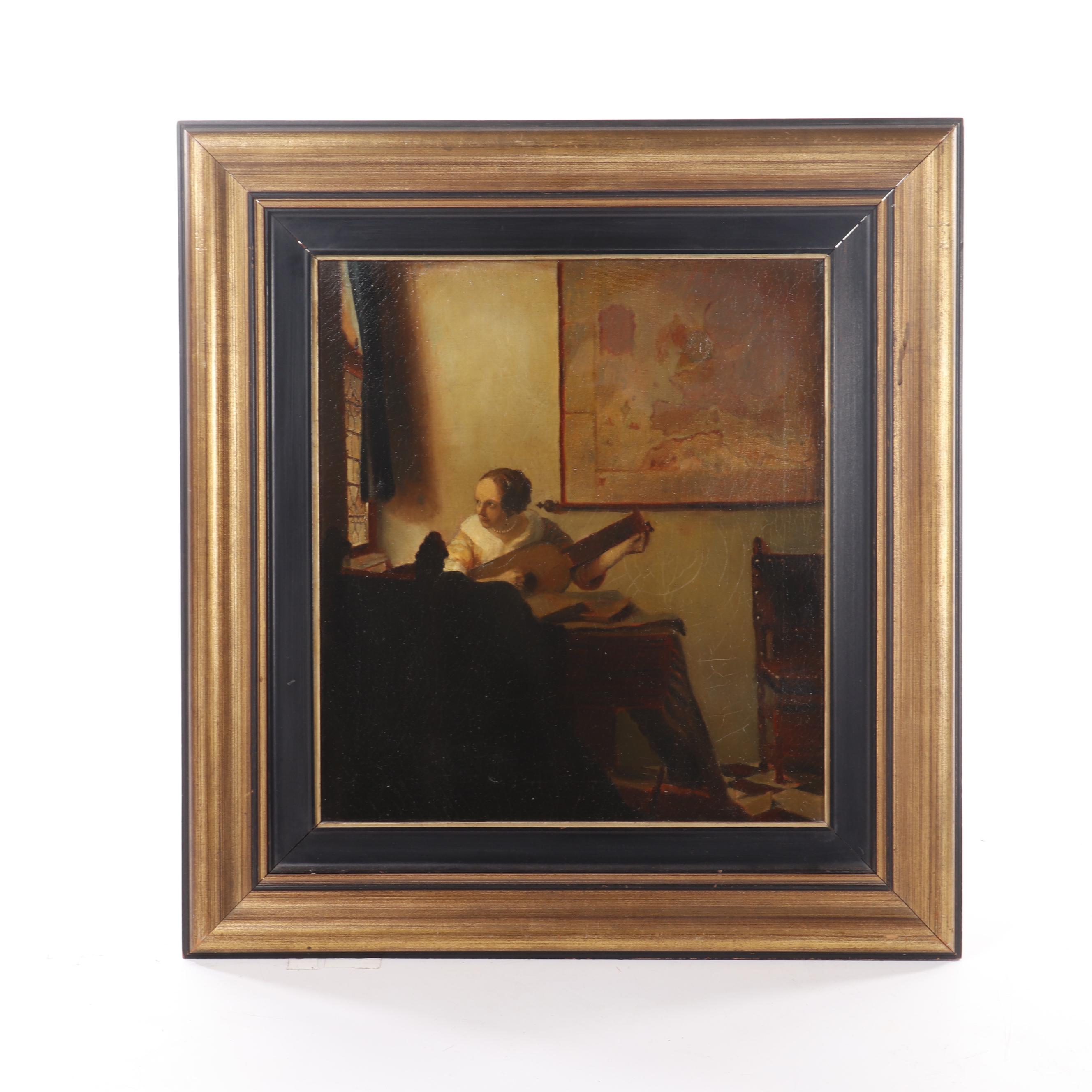 Copy Oil Painting after Johannes Vermeer "Young Woman with a Lute"