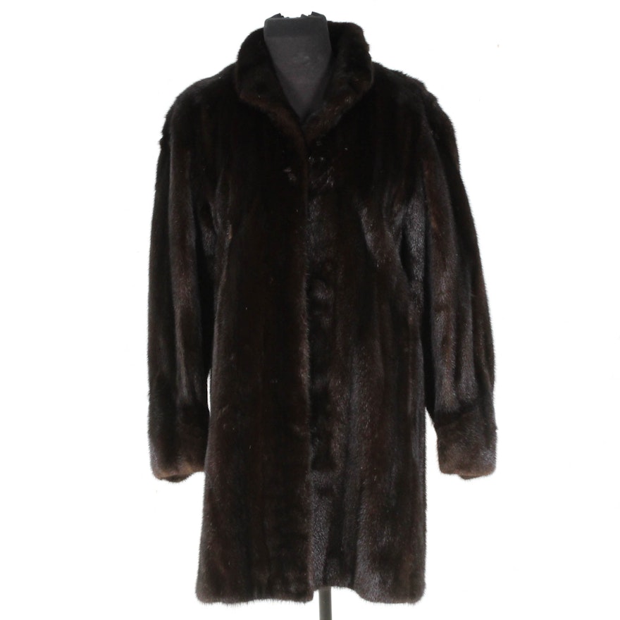 Koslow's Mink Fur Three-Quarter Length Coat