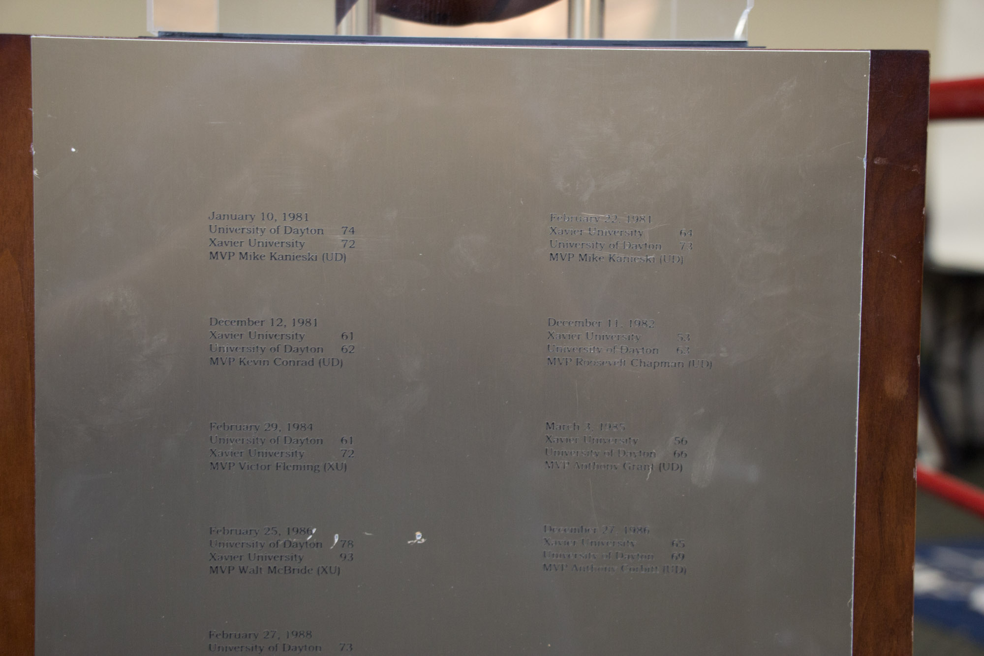 2000s Xavier/Dayton Game Rivalry Blackburn McCafferty Trophy