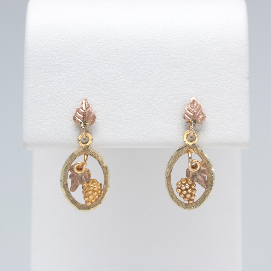 14K Rose and Yellow Gold Dangle Earrings