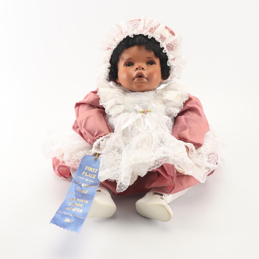 Porcelain Baby Doll with 2003 First Place Ribbon