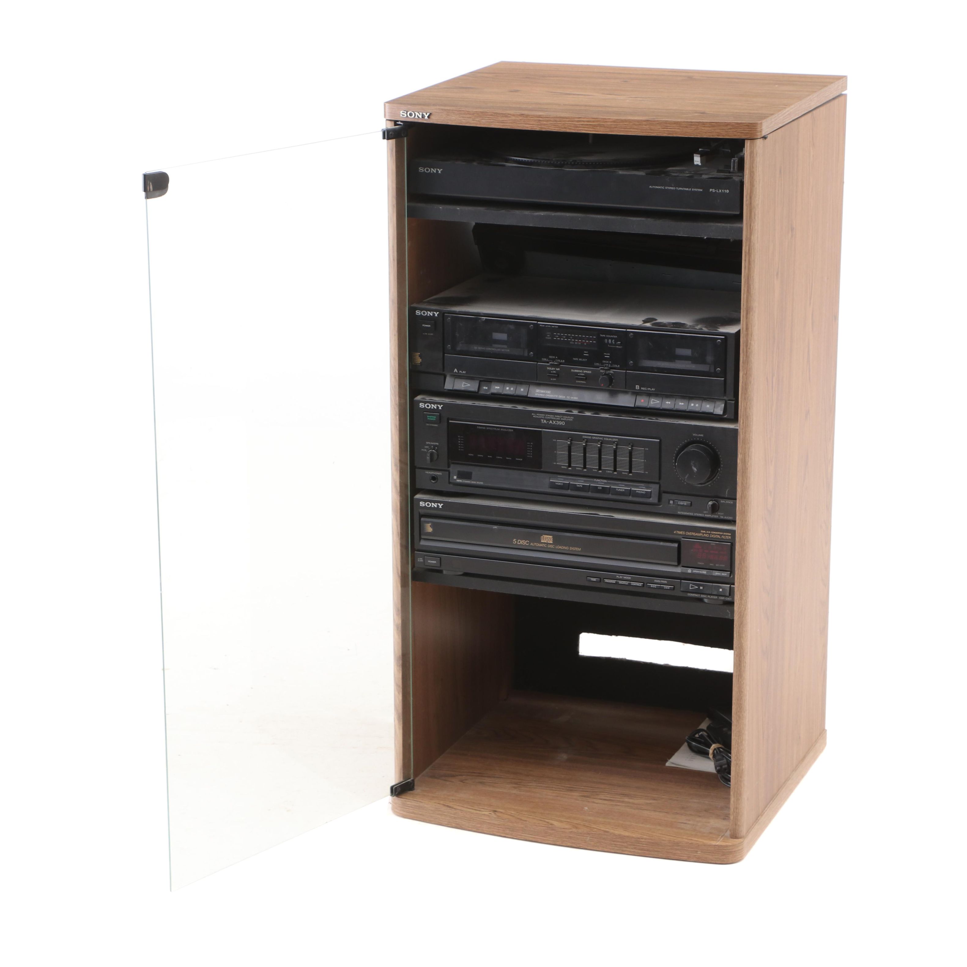 Sony Audio Rack System in Glass Front Cabinet