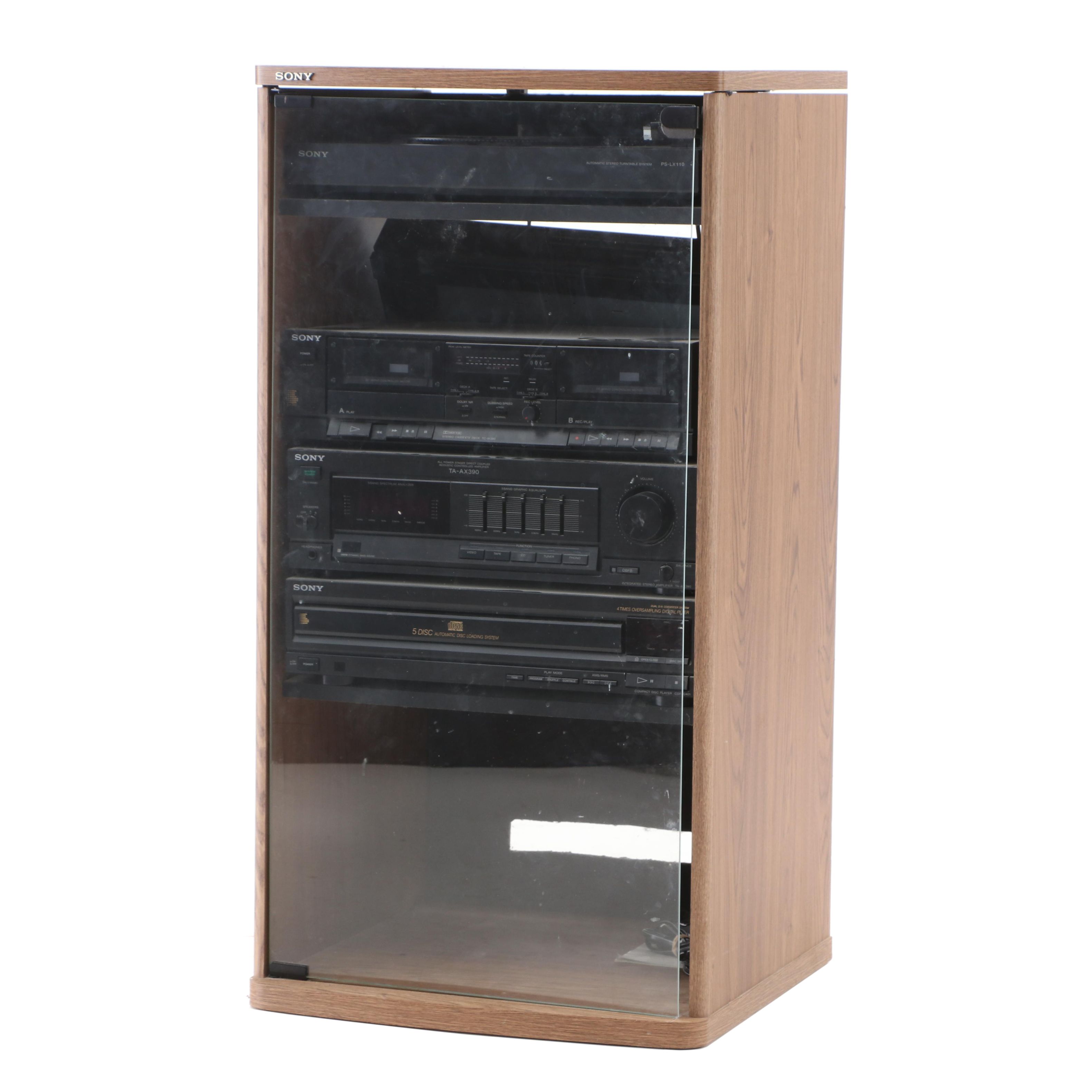 Sony Audio Rack System in Glass Front Cabinet