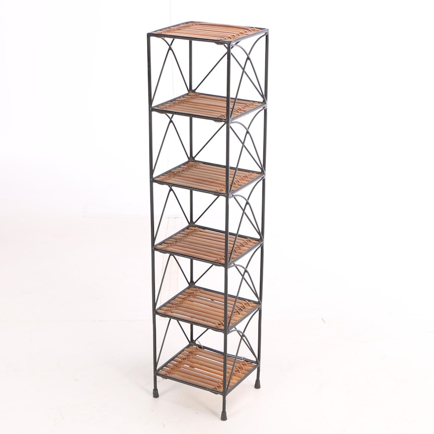 Contemporary Wood and Metal Shelf Stand