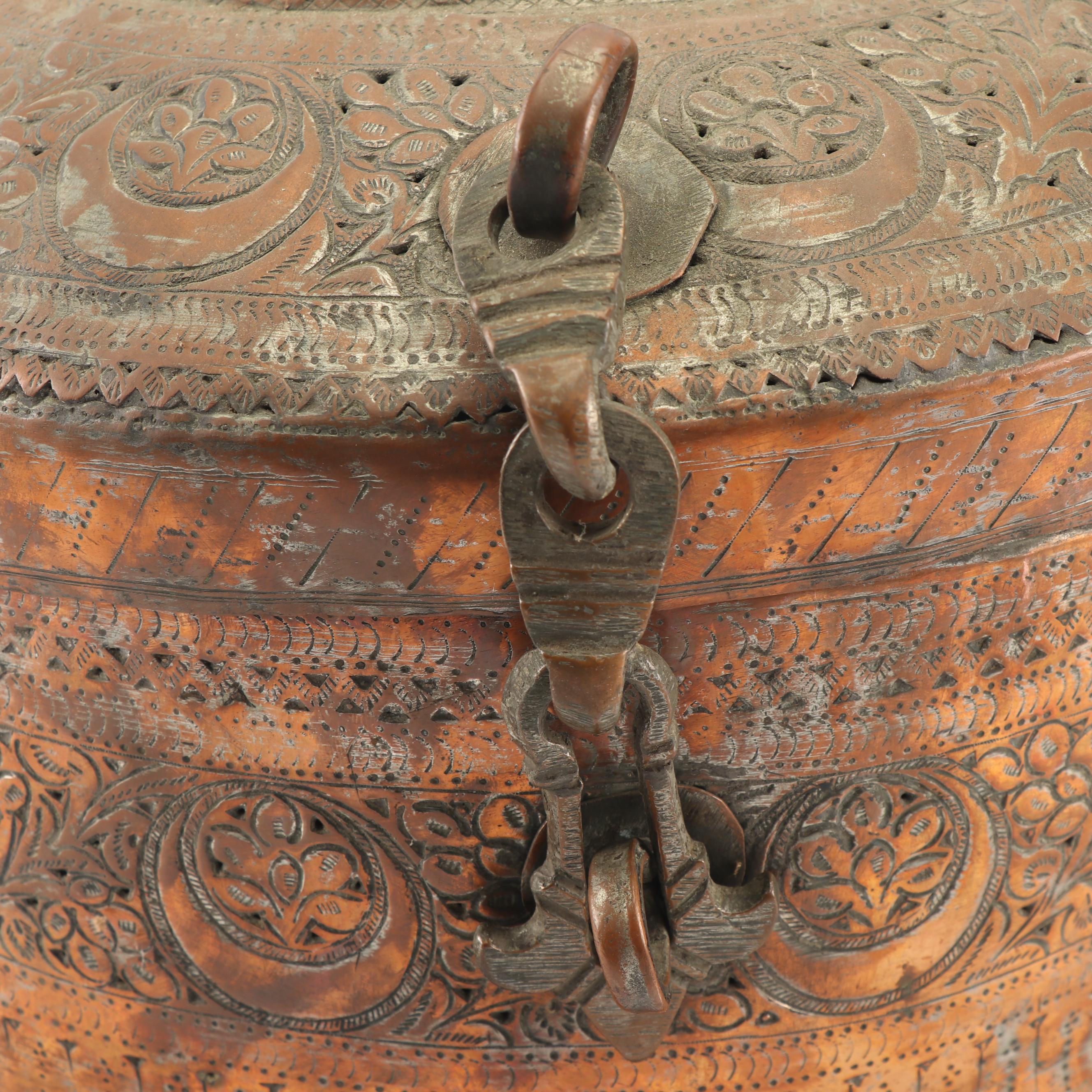 Vintage Mongolian Copper Box and West Asian Tin Betel Box