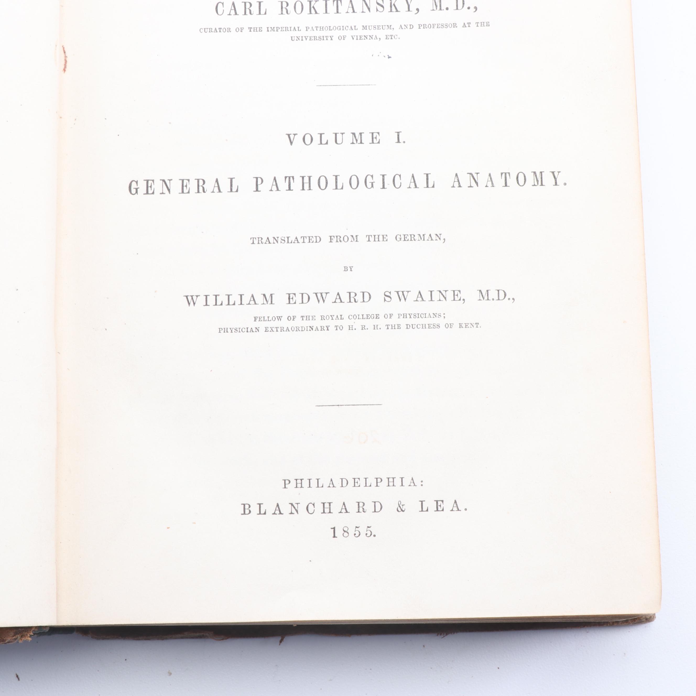 1855 "A Manual of Pathological Anatomy" and Other Books on Science and Math