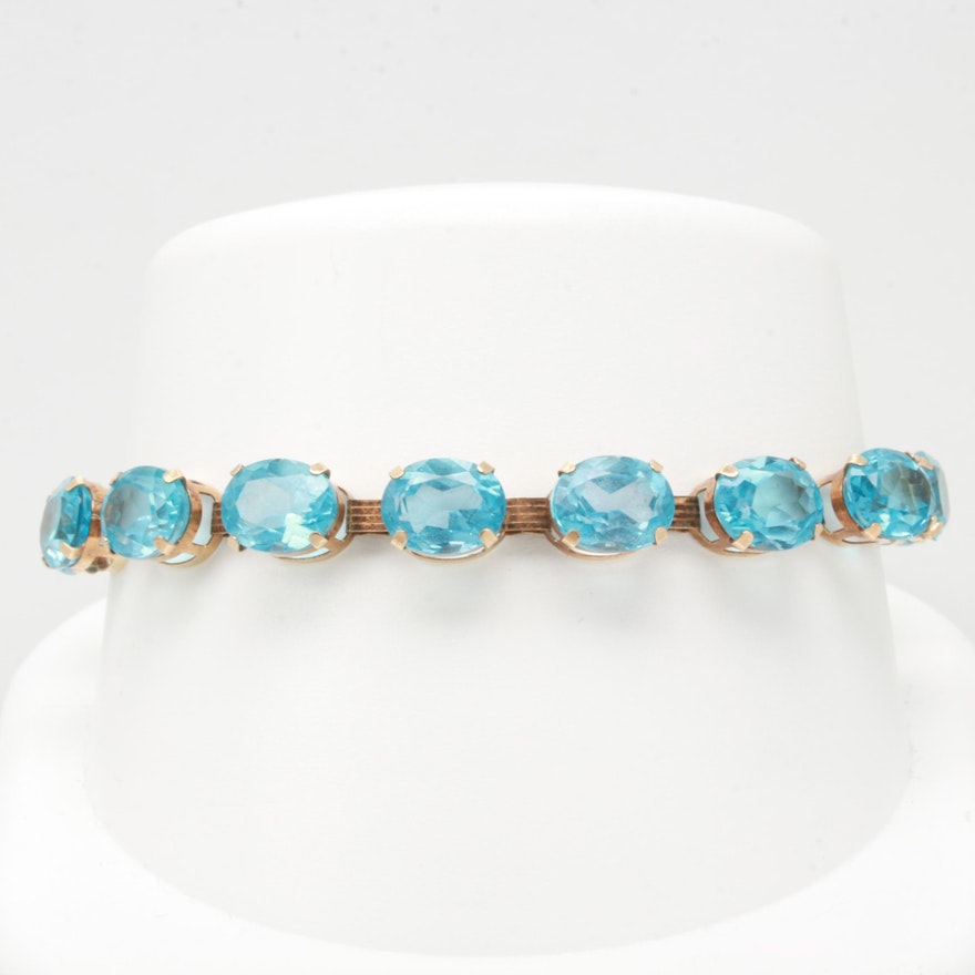 10K Yellow Gold Blue Topaz Bracelet