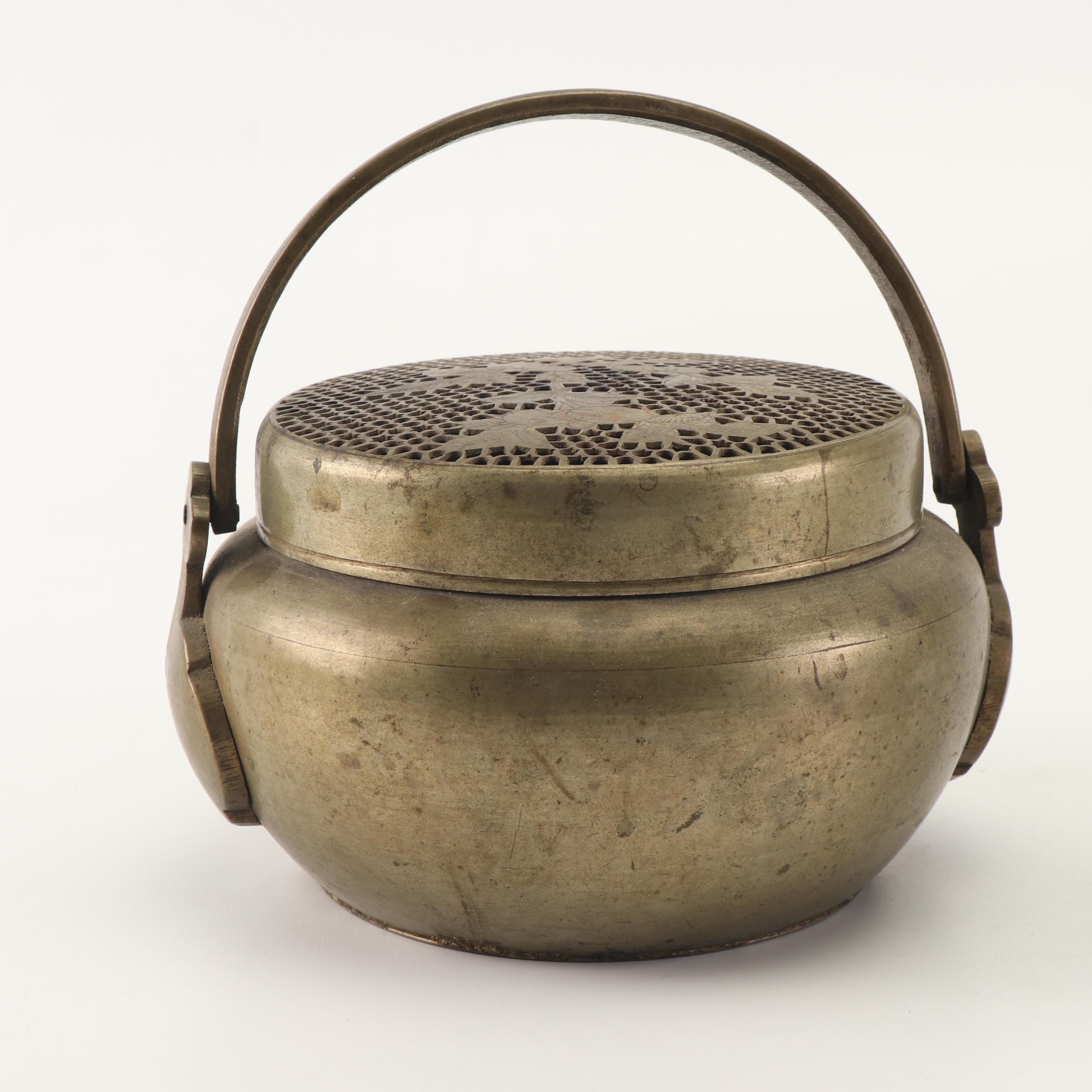 Chinese Baitong Incense Clock and Brass Censer, 20th Century