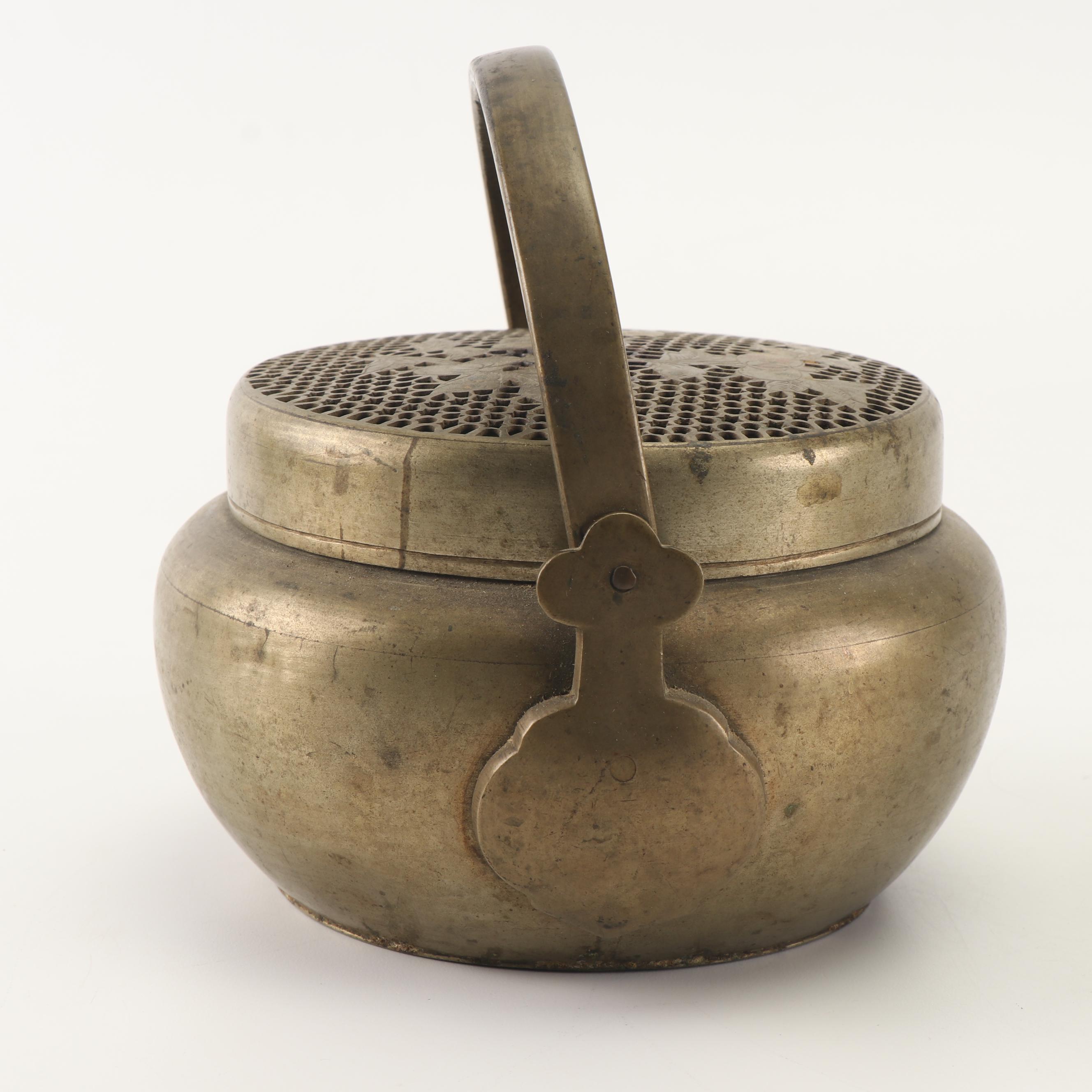 Chinese Baitong Incense Clock and Brass Censer, 20th Century