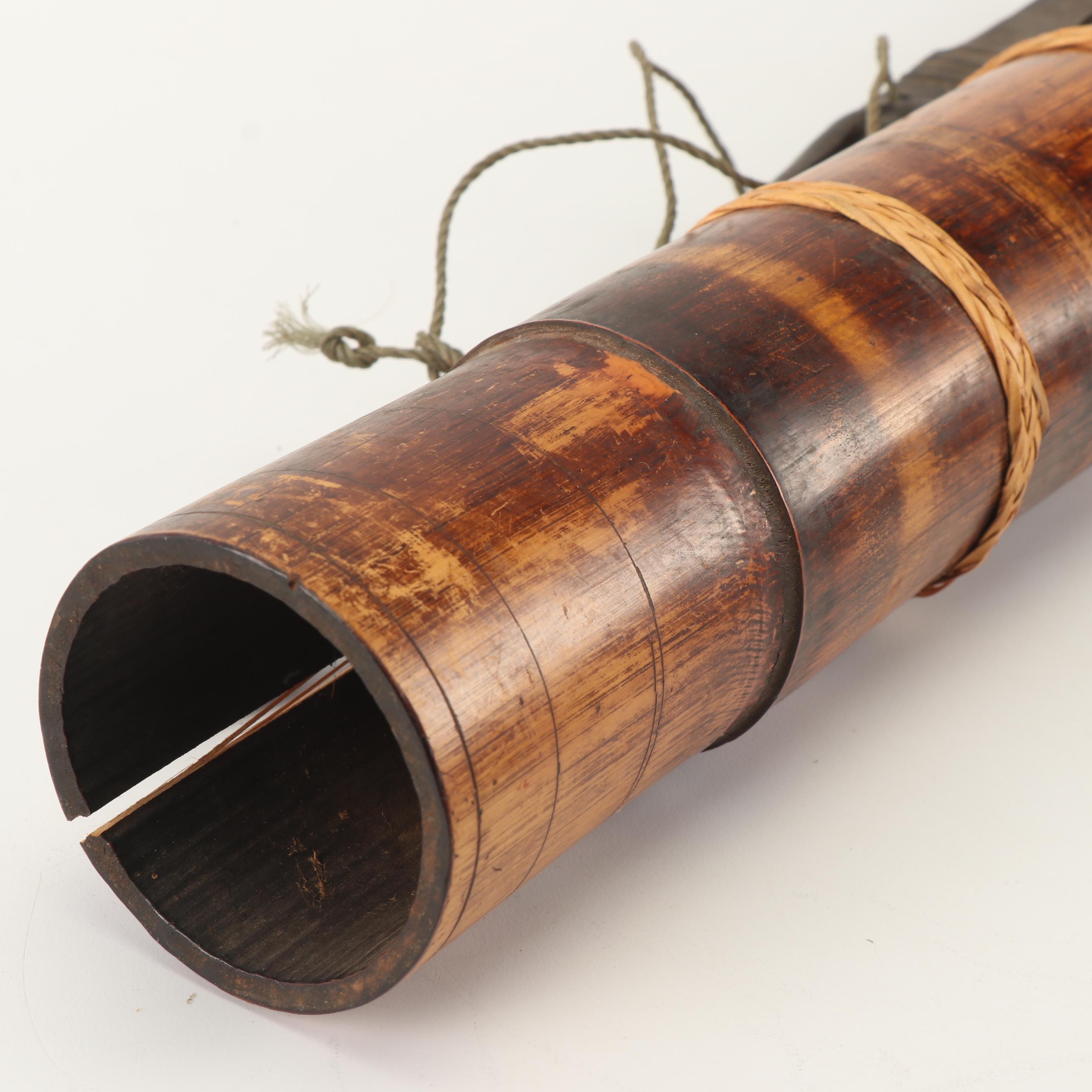 Indonesian Style Carved Bone Dragon Blow Gun with Dart Case and Holder