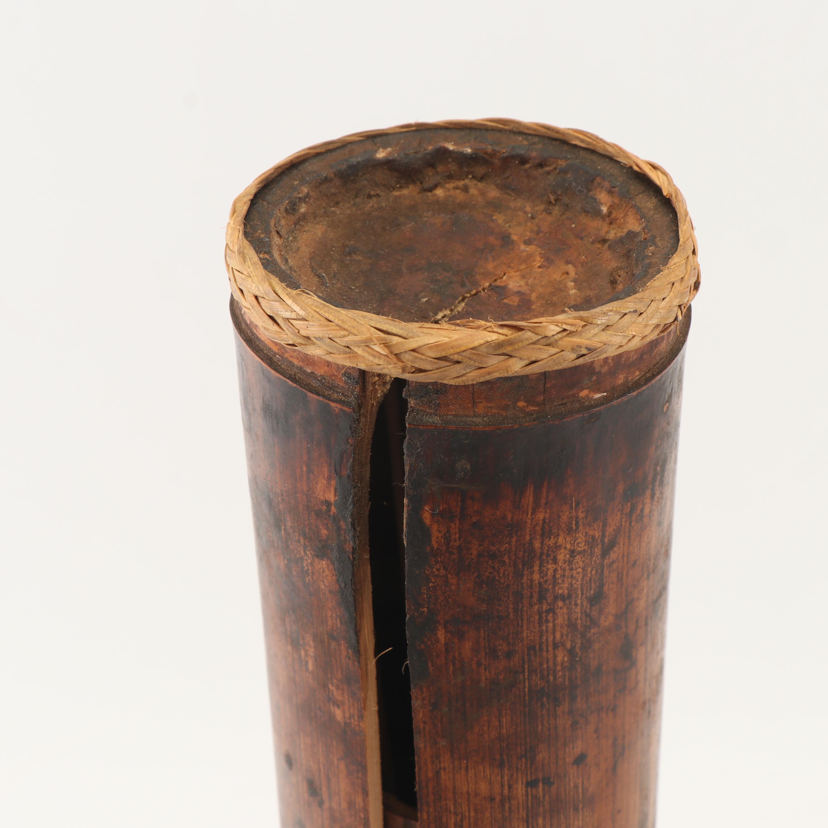 Indonesian Style Carved Bone Dragon Blow Gun with Dart Case and Holder