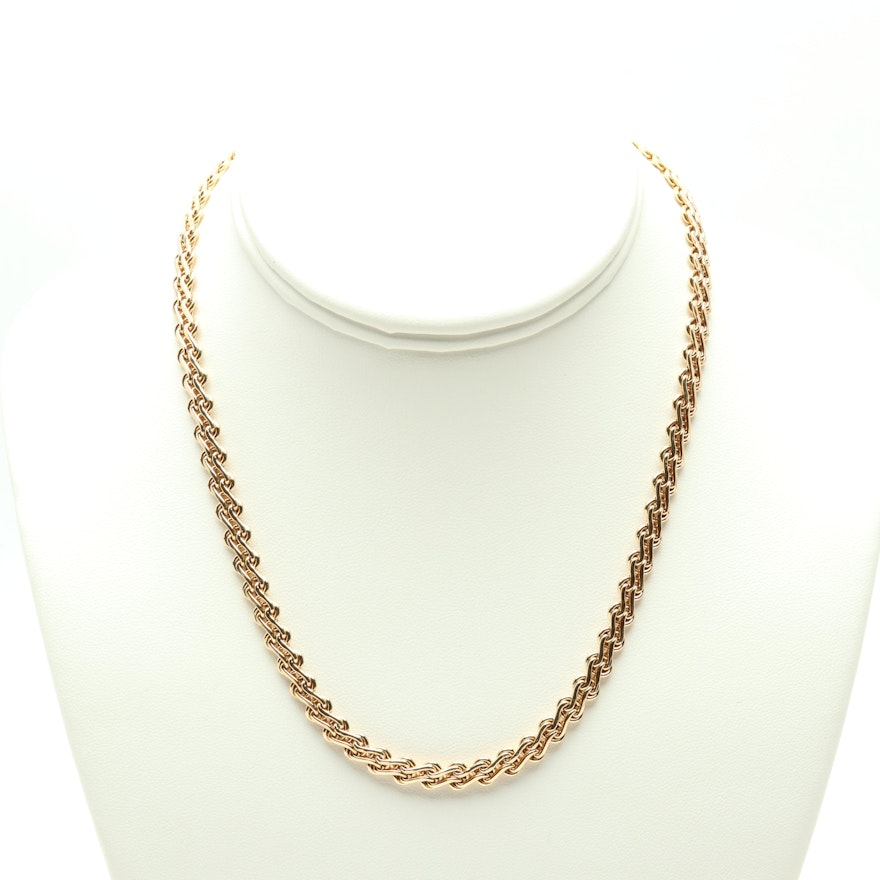 14K Yellow Gold Wheat Link Necklace