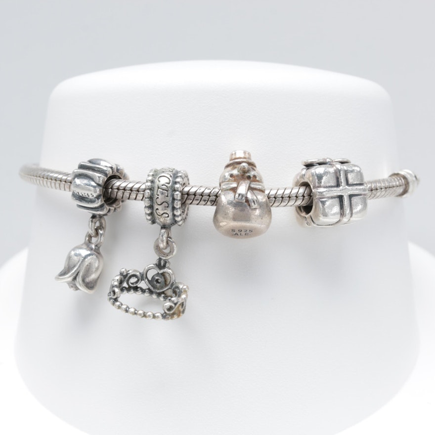 Pandora Sterling Silver Charm Bracelet with Charms