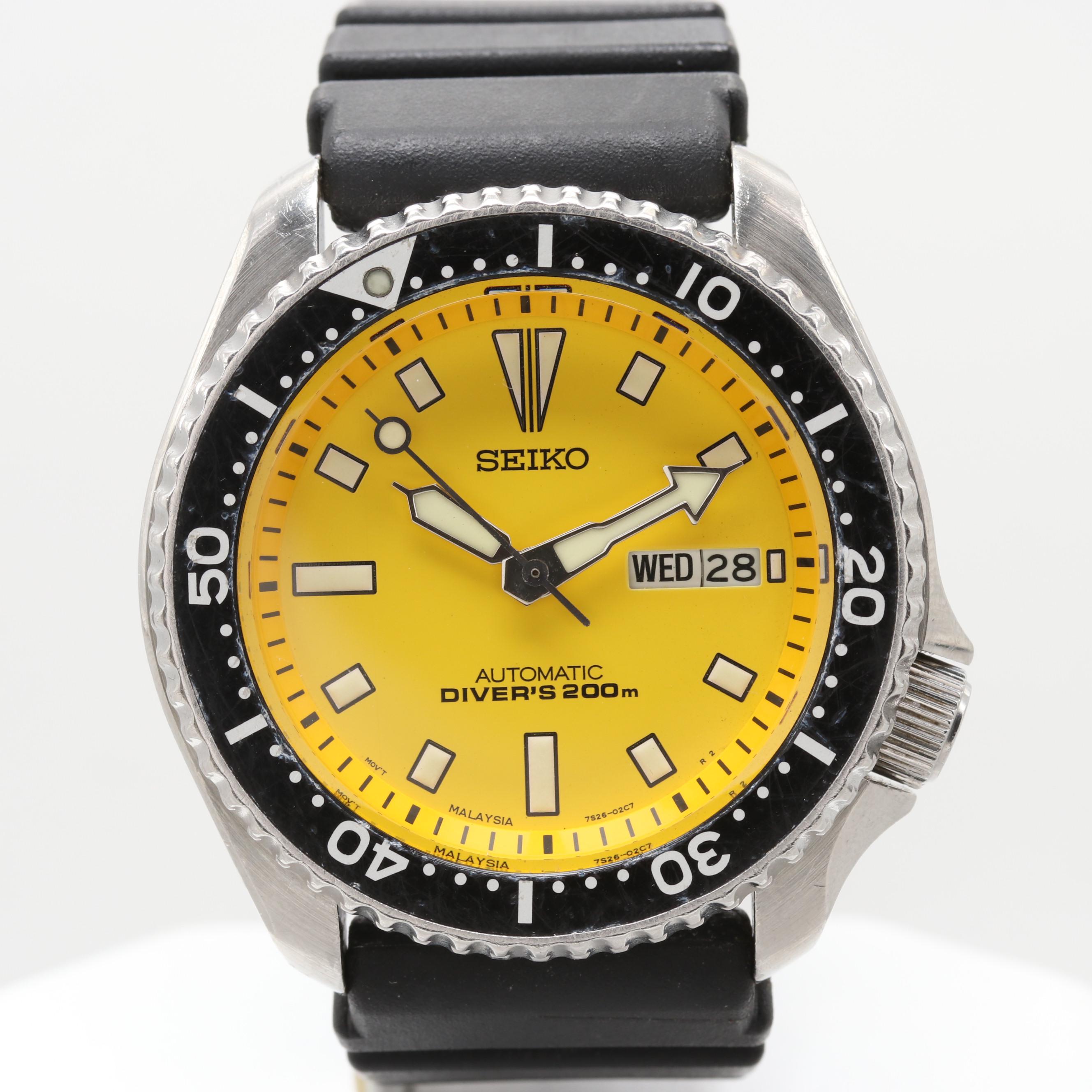 Seiko Diver's 200M Automatic Watch With Day-Date Window