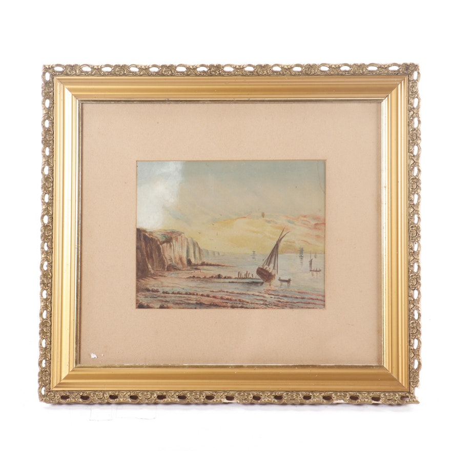 Seascape Watercolor Painting Attributed to Ernest Ehlers