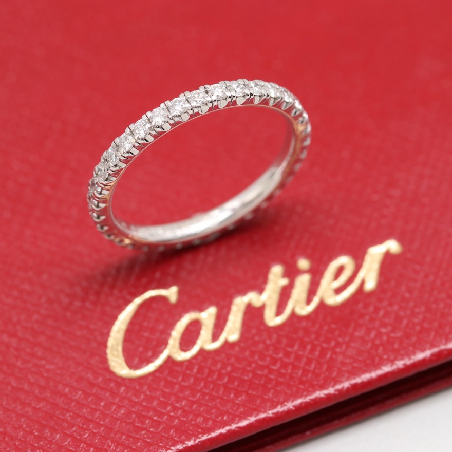 Cartier 18K White Gold Diamond Eternity Ring with Cartier Certificate