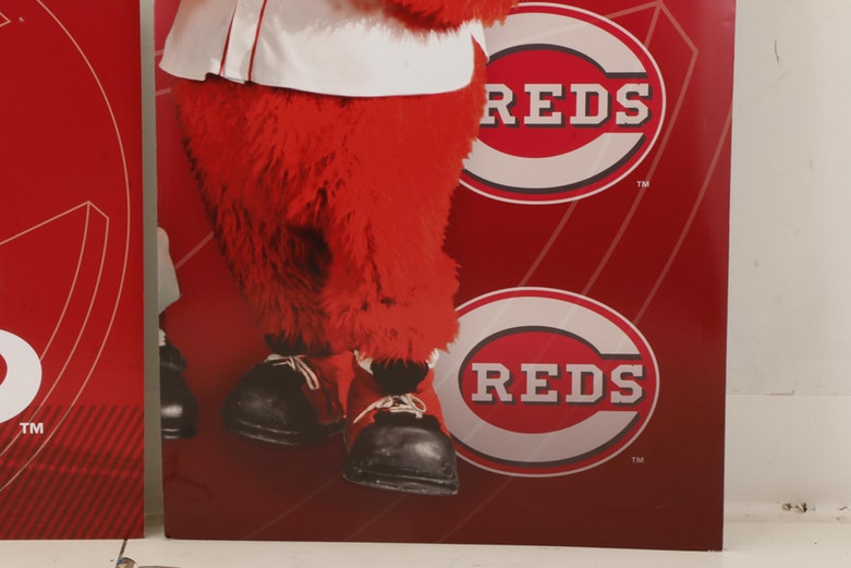 Reds Hall Of Fame Mr. Red, Rosie Red, Gapper and Mr. Redlegs Wall Exhibits