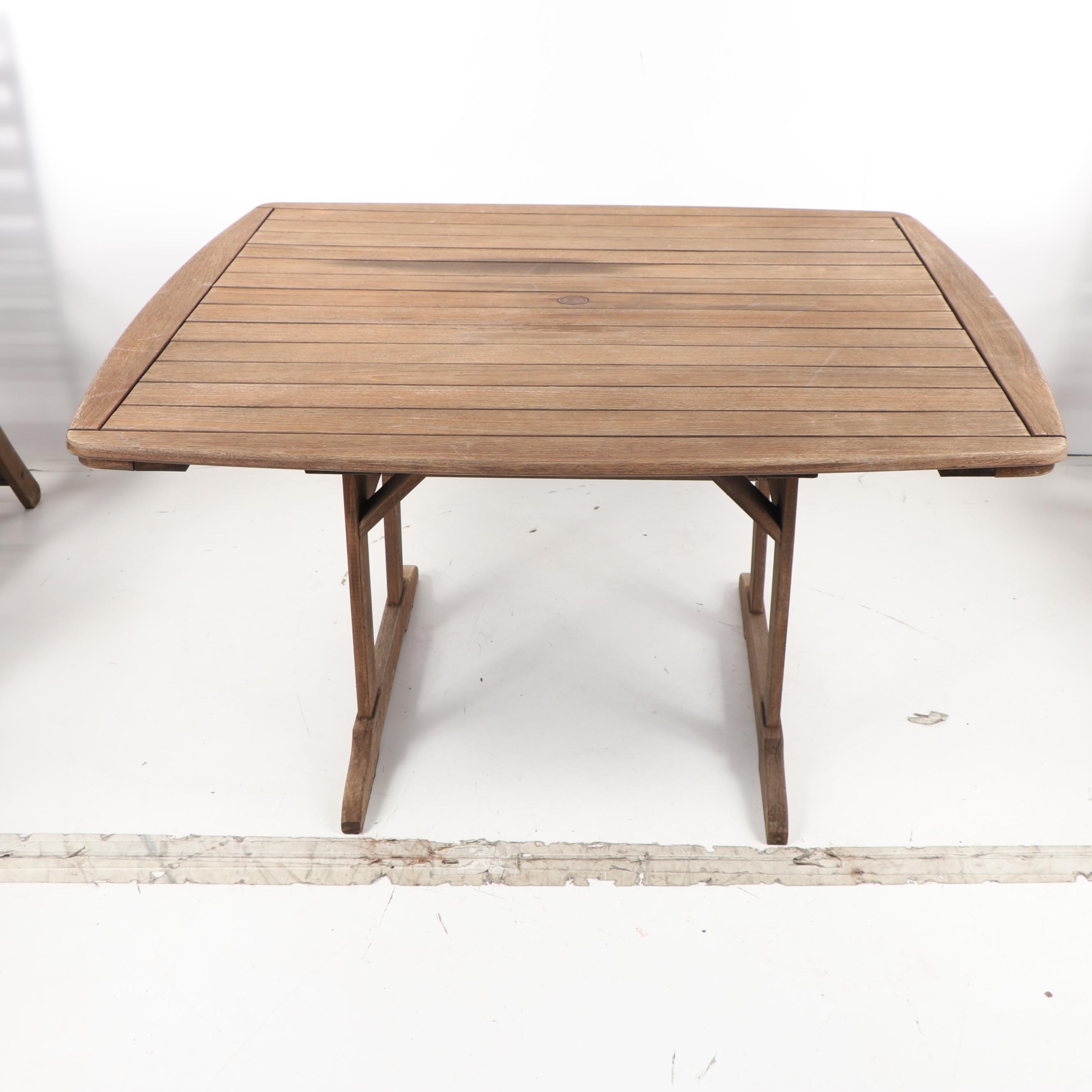 Ipe Patio Dining Table with Folding Armchairs by Jensen Jarrah, 21st Century