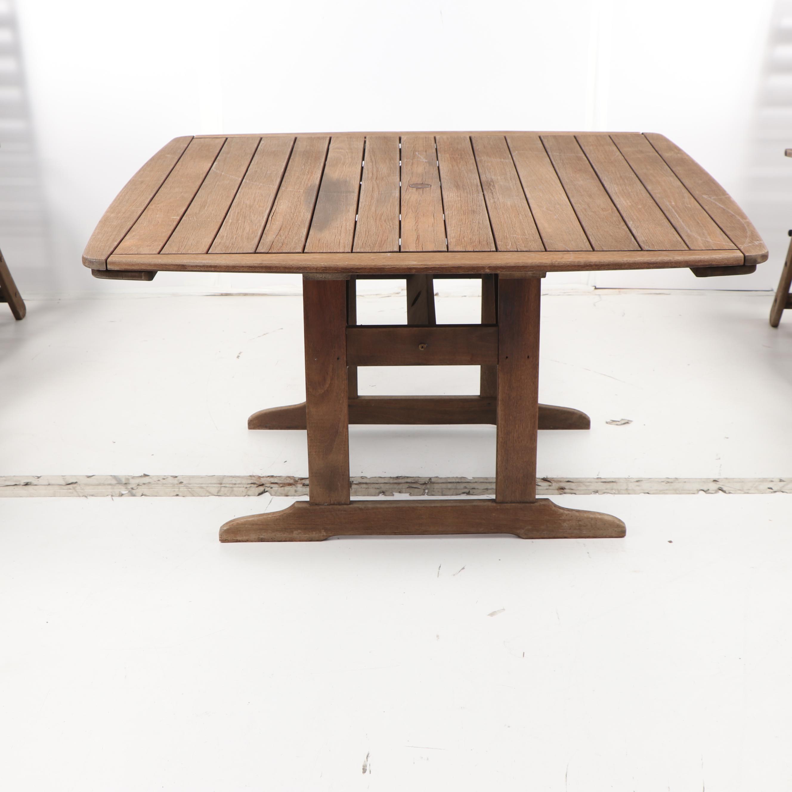 Ipe Patio Dining Table with Folding Armchairs by Jensen Jarrah, 21st Century