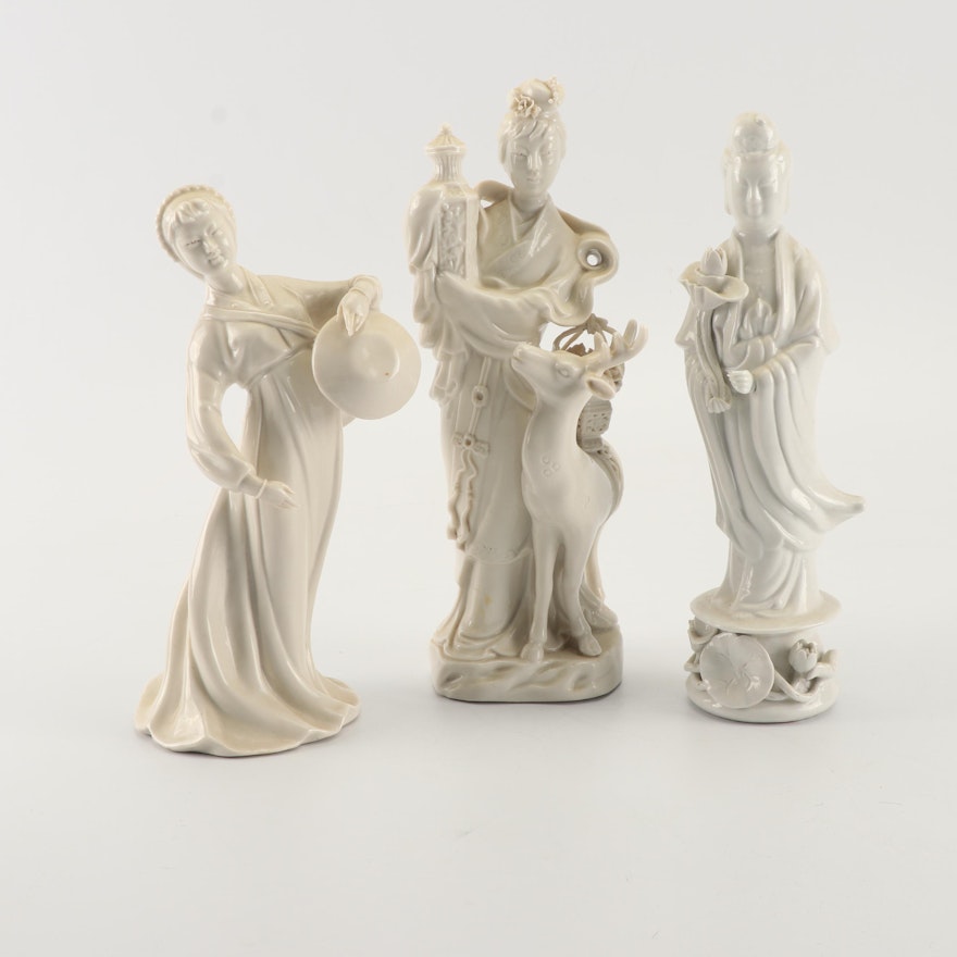 Blanc de Chine Guanyin and Other Female Figurines