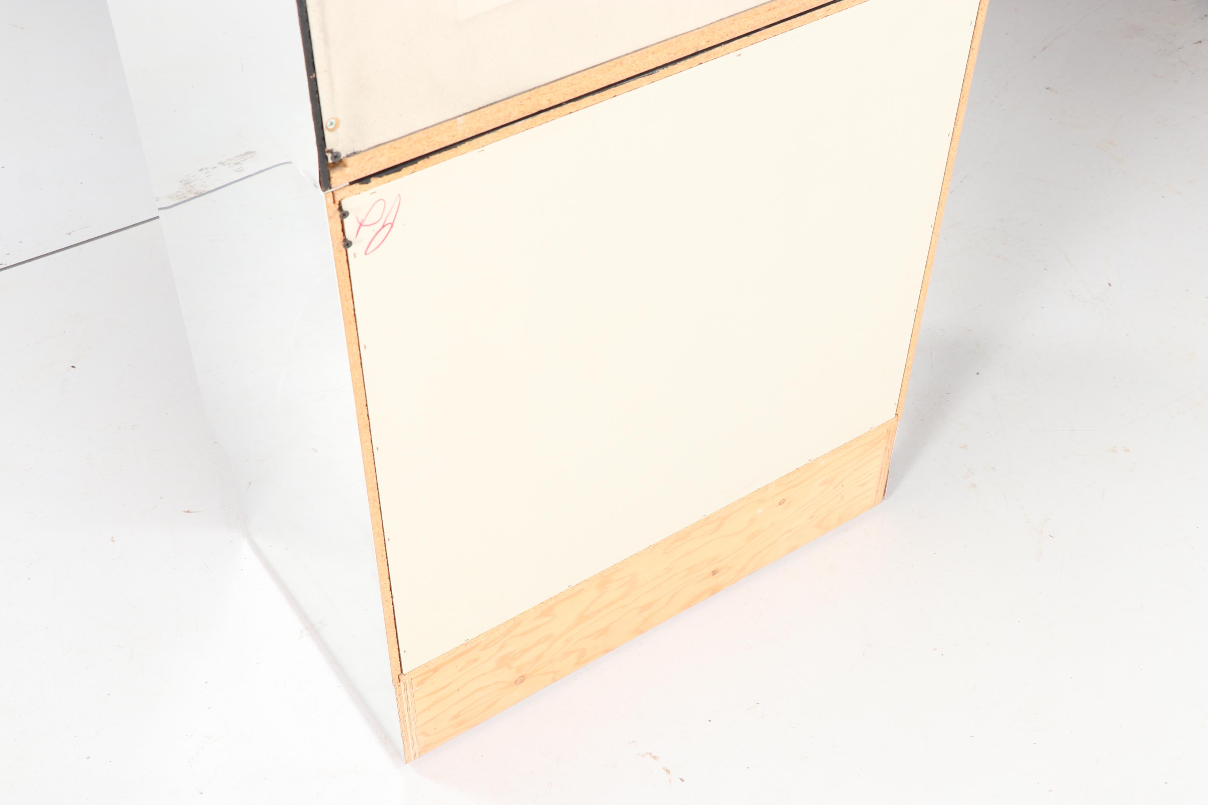 Contemporary Two-Piece Silver Laminate Display Cabinet with Mirrored Panels