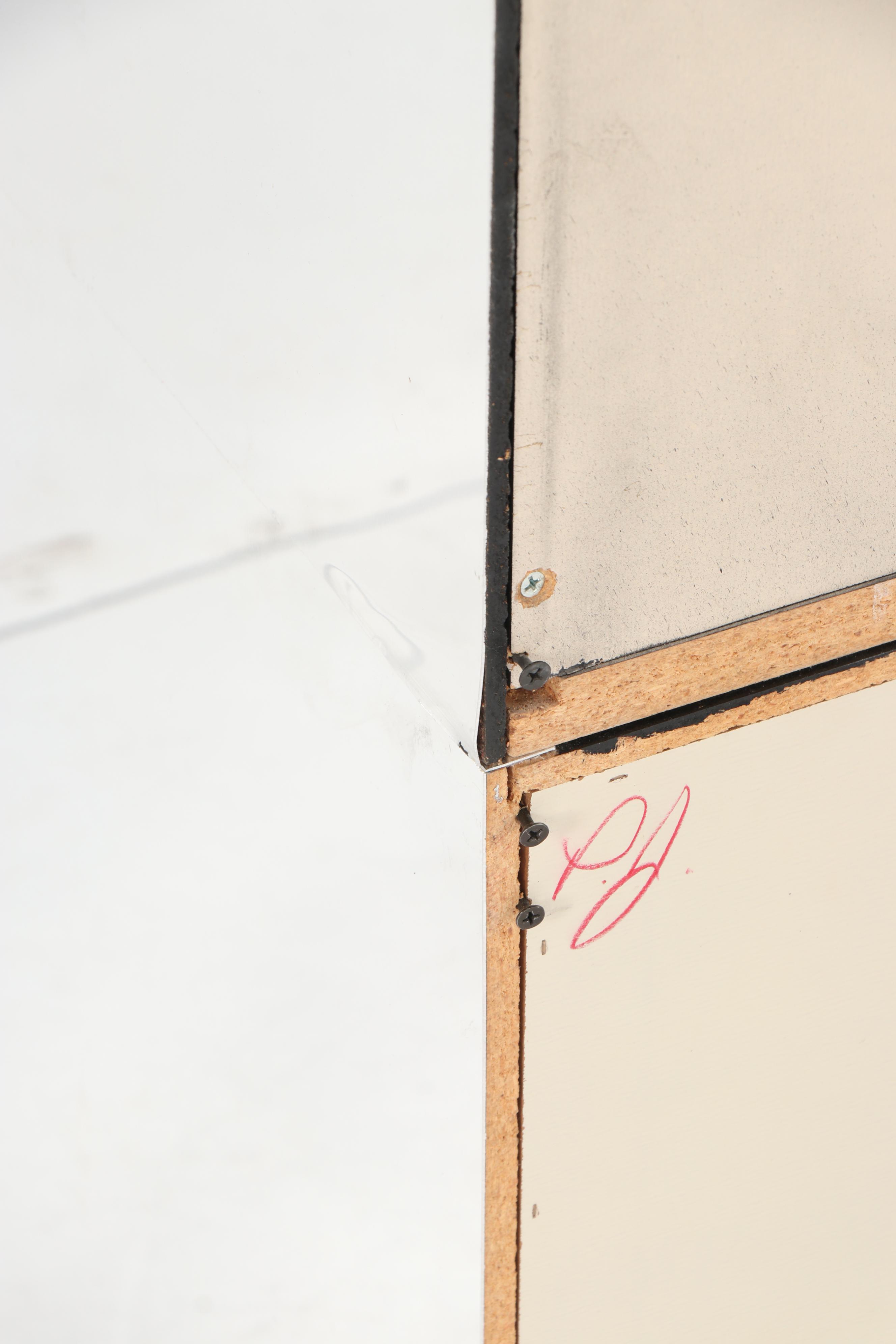 Contemporary Two-Piece Silver Laminate Display Cabinet with Mirrored Panels