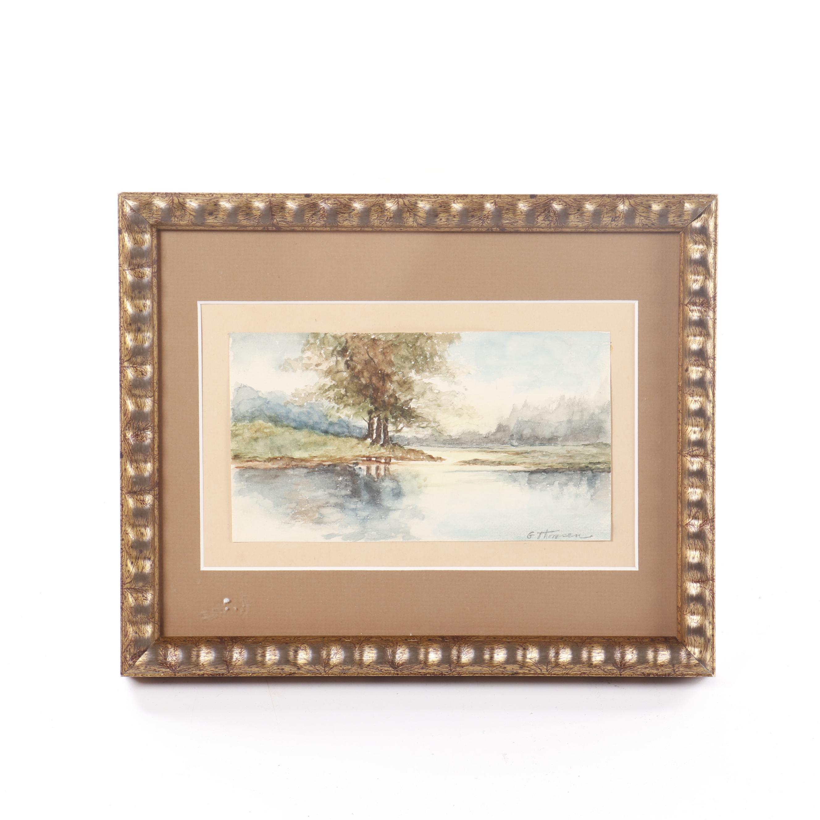 Gilbert Thompsen Landscape Watercolor Painting