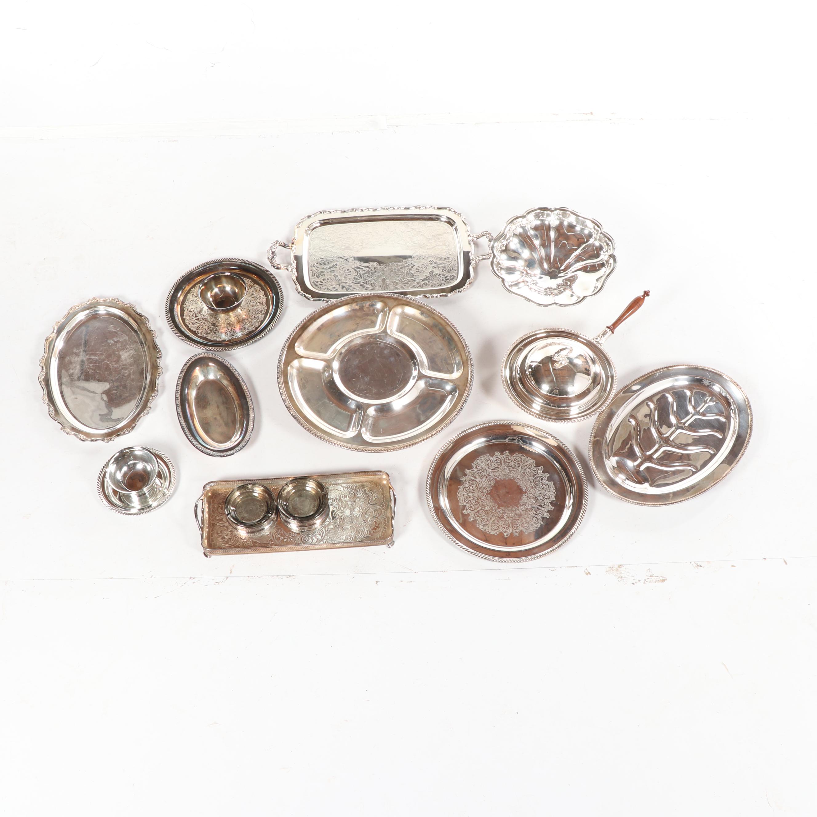 Wilcox "Brandon Hall" Vegetable Bowl with Other Silver Plate Serveware