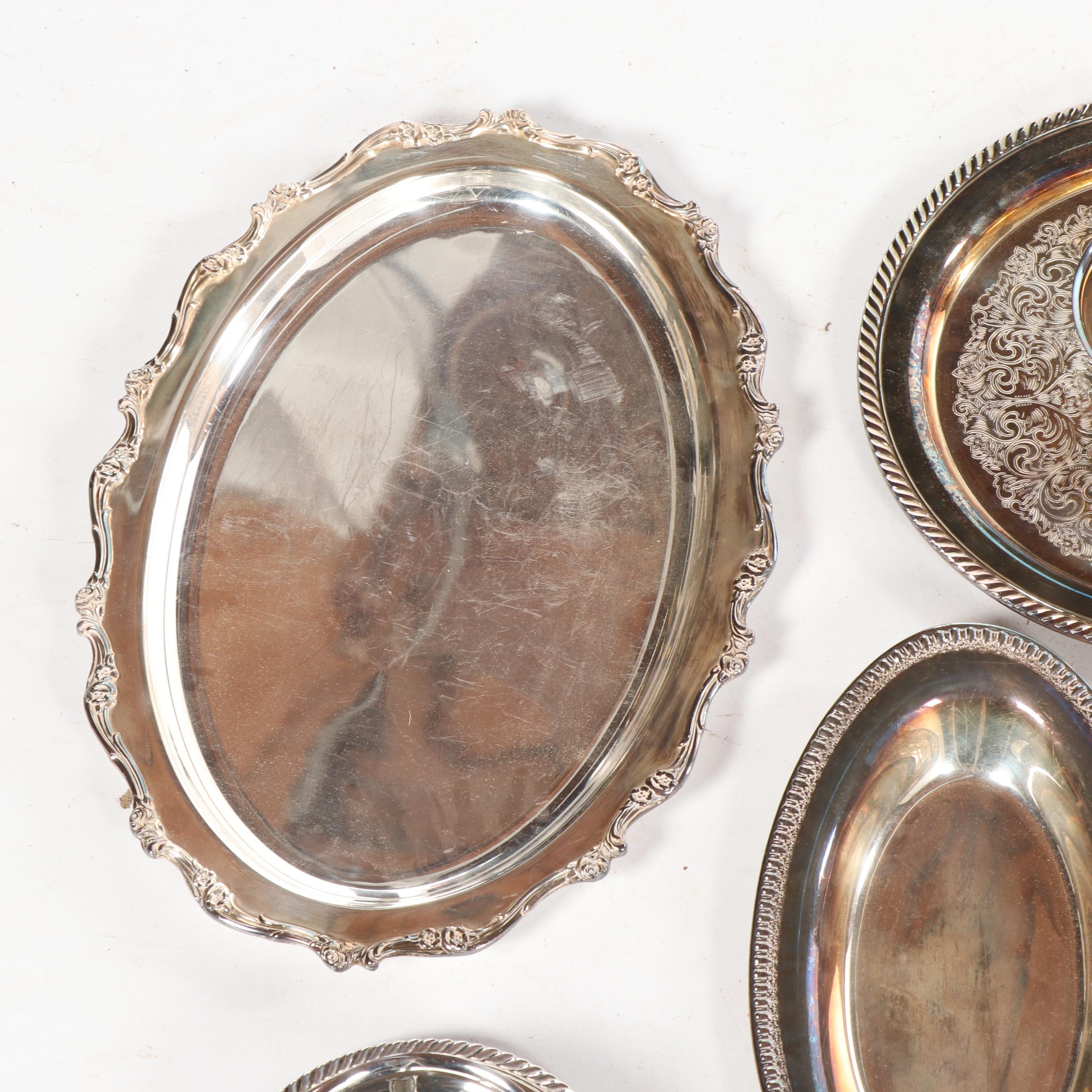 Wilcox "Brandon Hall" Vegetable Bowl with Other Silver Plate Serveware