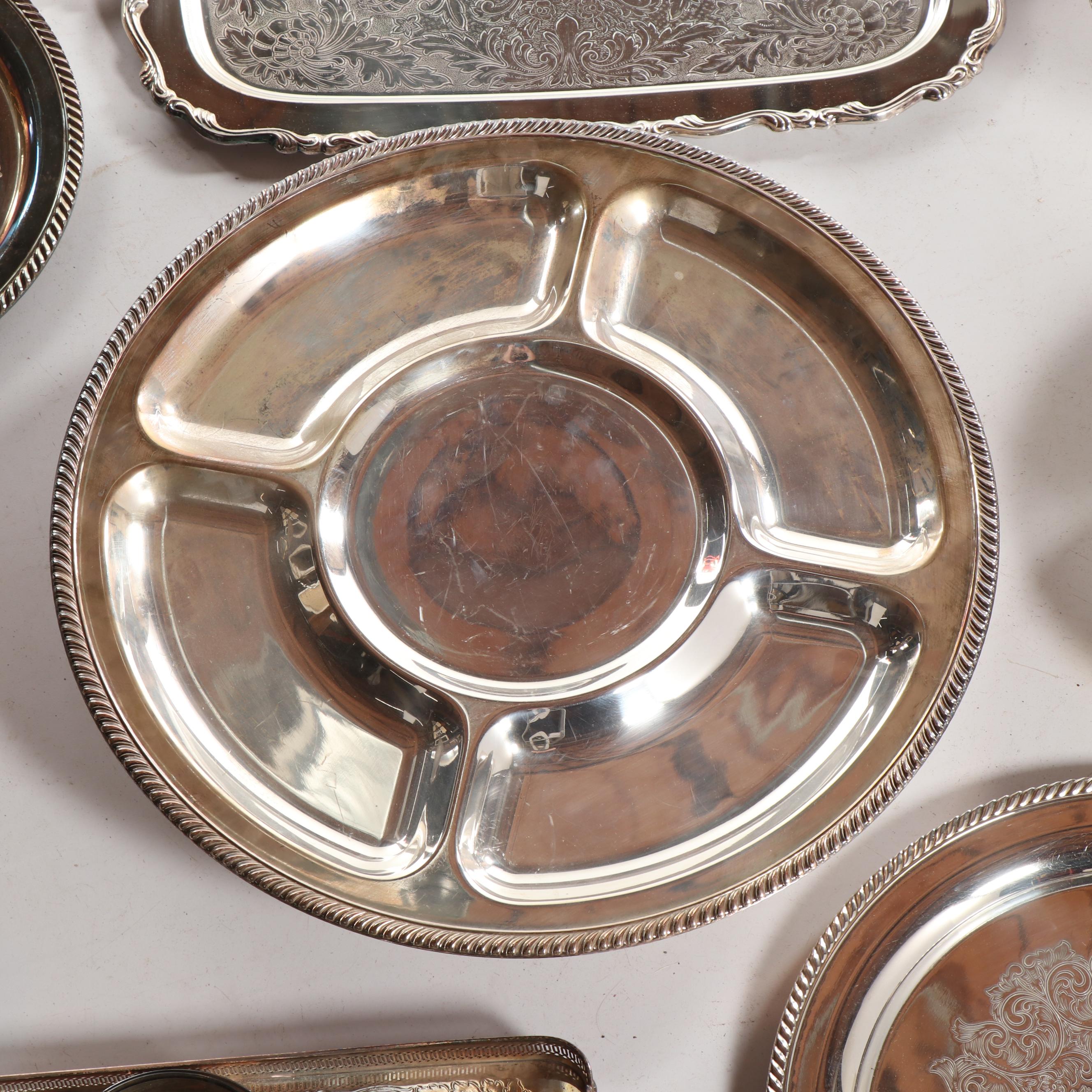 Wilcox "Brandon Hall" Vegetable Bowl with Other Silver Plate Serveware