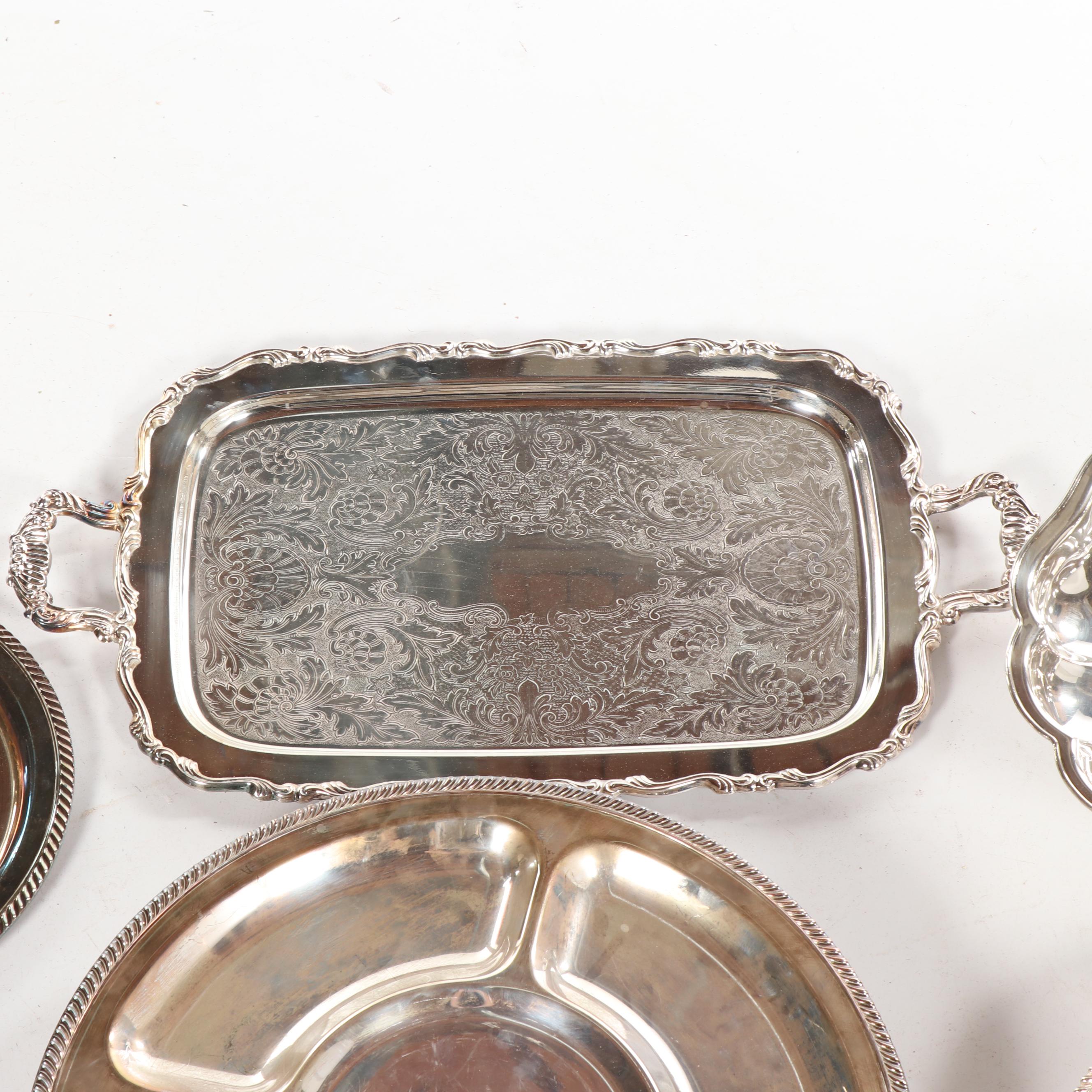 Wilcox "Brandon Hall" Vegetable Bowl with Other Silver Plate Serveware