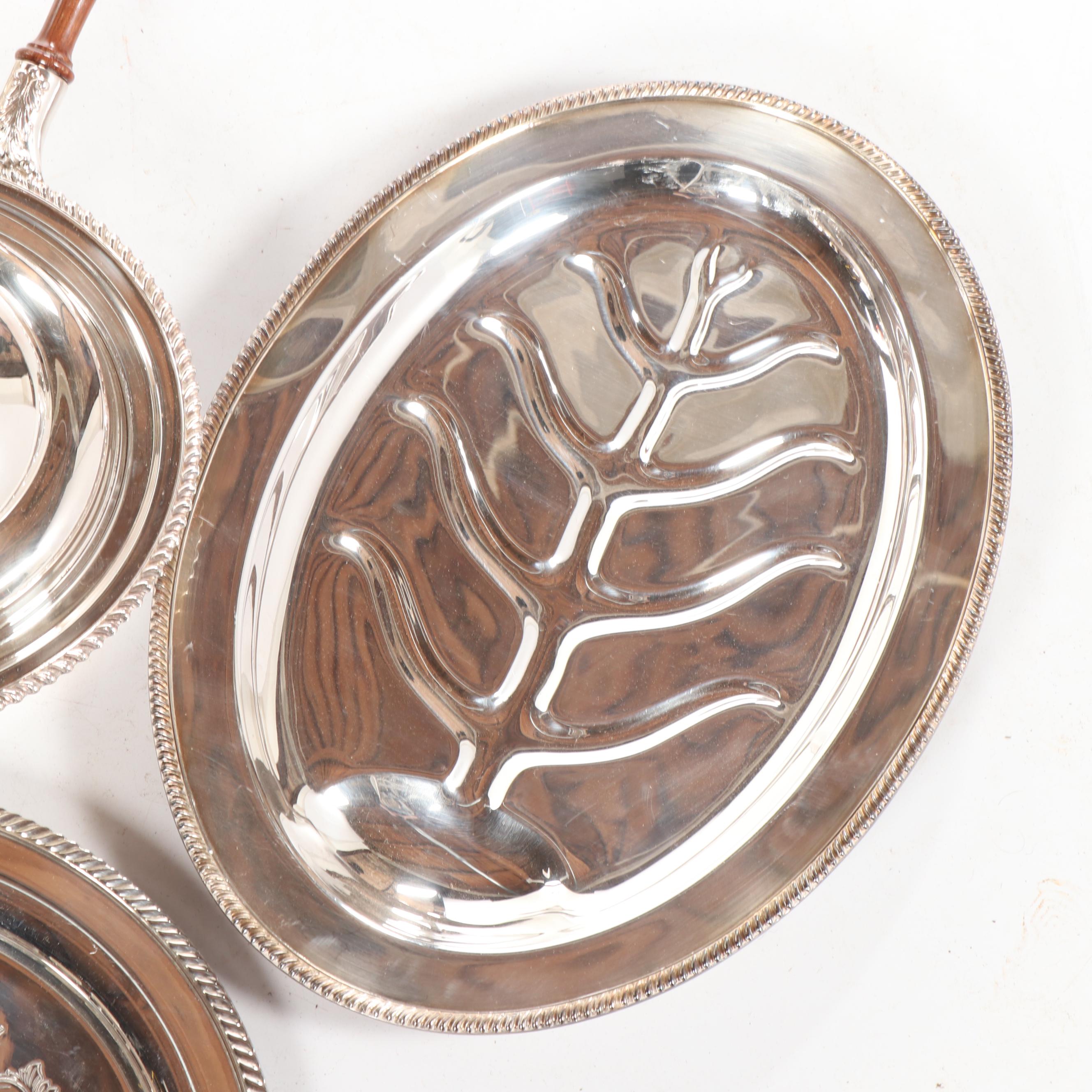 Wilcox "Brandon Hall" Vegetable Bowl with Other Silver Plate Serveware