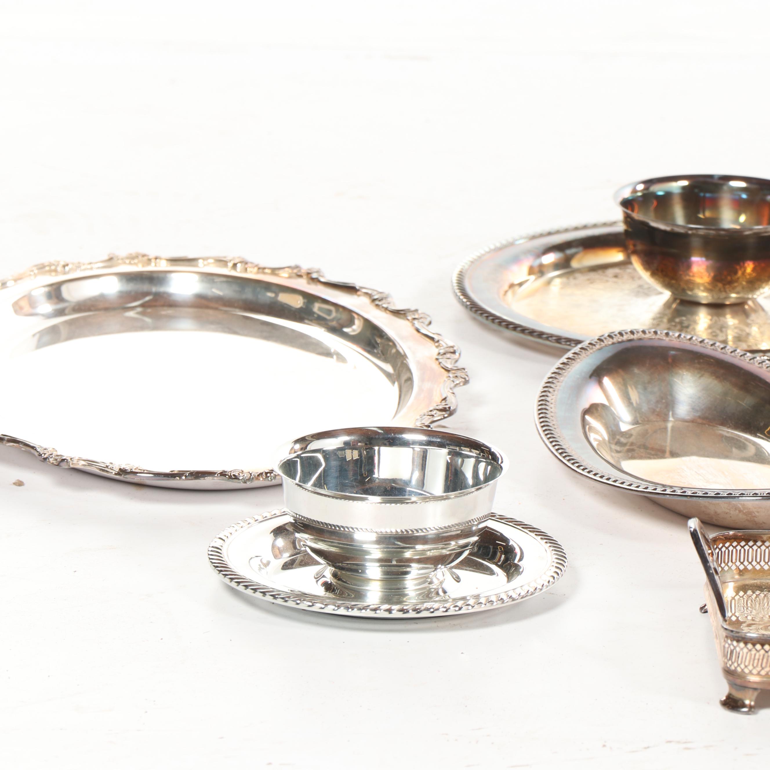 Wilcox "Brandon Hall" Vegetable Bowl with Other Silver Plate Serveware