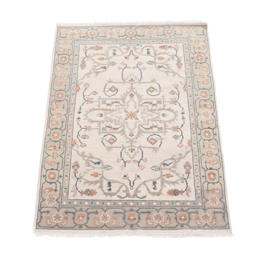 Hand-Knotted Indo-Turkish Oushak Area Rug