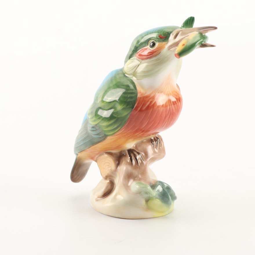 Herend "Kingfisher" Hand-Painted Hungarian Porcelain Figurine