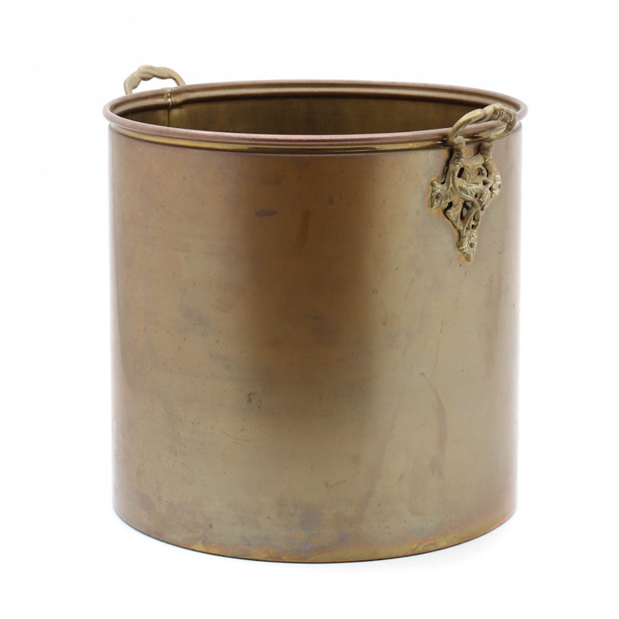 Vintage Brass Firewood Bucket