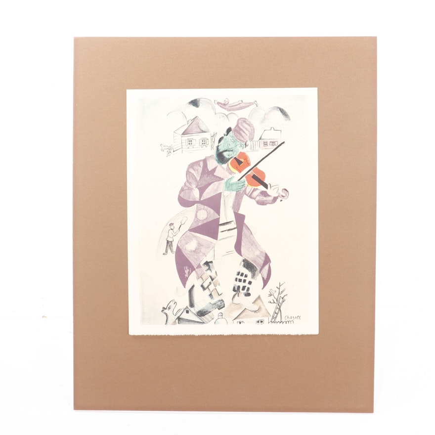 Lithograph after Marc Chagall "Green Violinist"