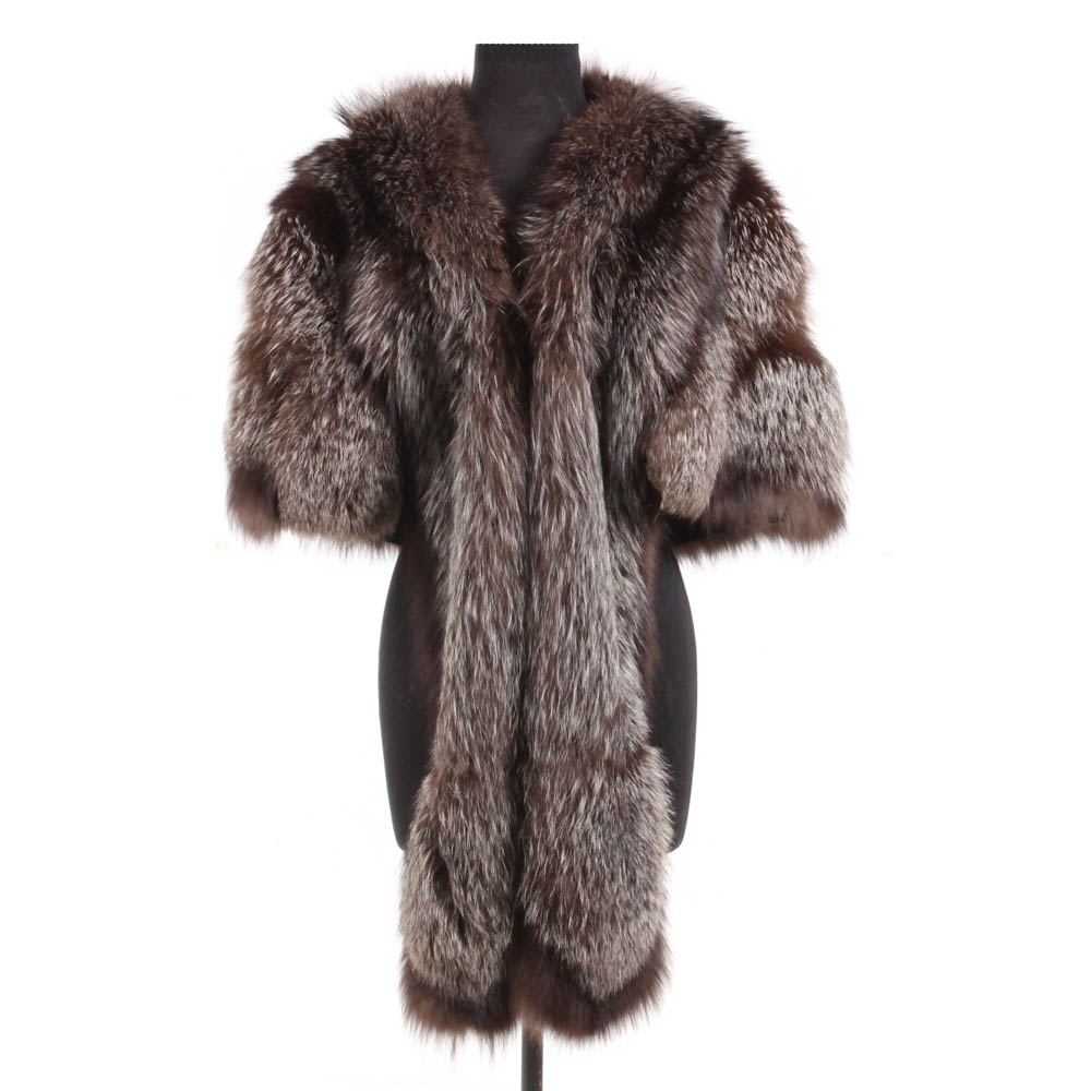 Vintage Silver Fox Fur Stole Wrap