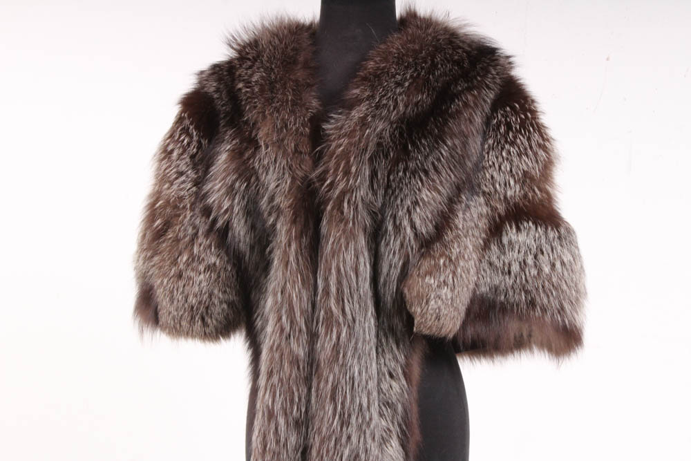 Vintage Silver Fox Fur Stole Wrap