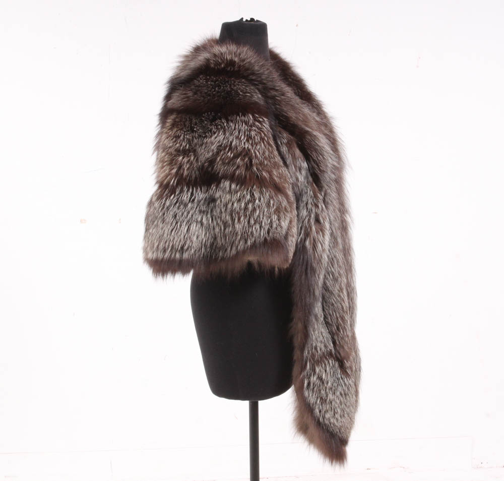 Vintage Silver Fox Fur Stole Wrap